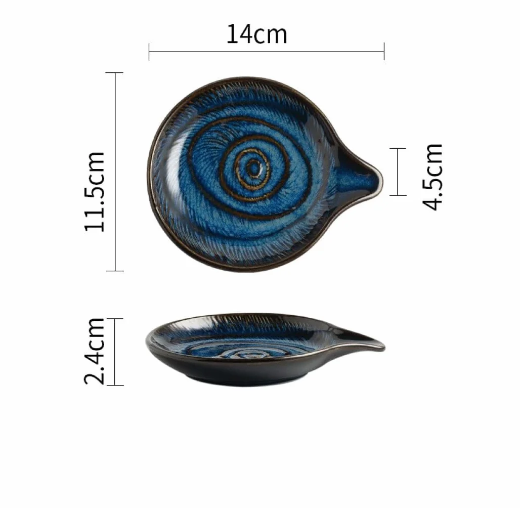 Repose-cuillère Céramique Bleu Foncé, Porte Cuillere Design Goutte d'Eau, Support Spatule Résistant à la Chaleur