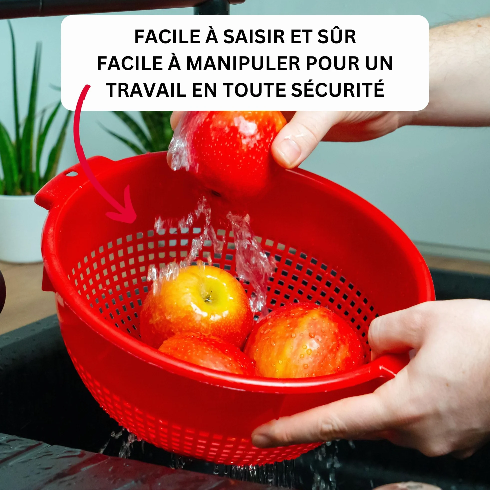 Westmark Passoire plastique Rouge avec Poignée encastrée et crans d'arrêt