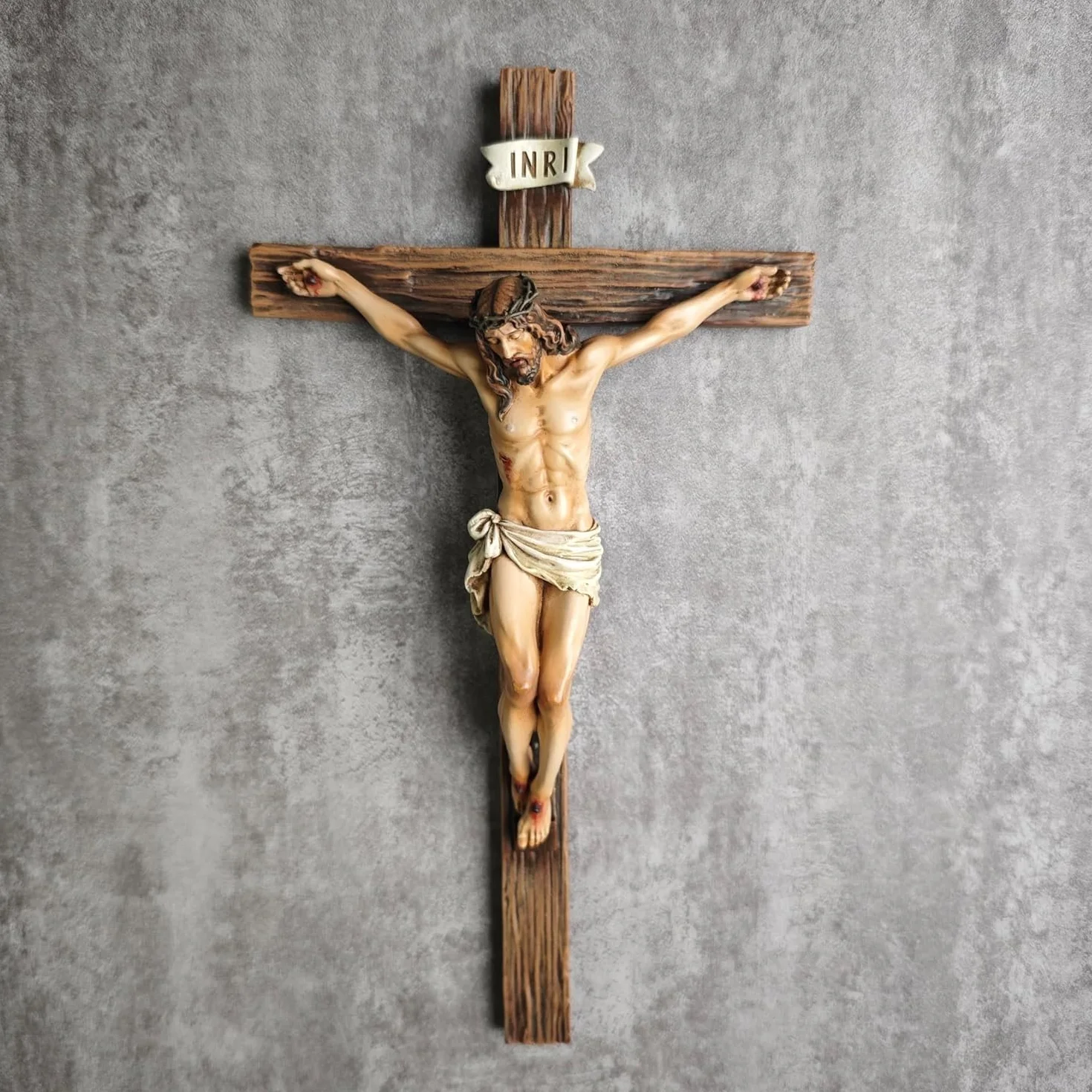 NOVACENTIX Croix murale catholique Jésus-Christ 25,4 cm Sculpture Renaissance faite à la main