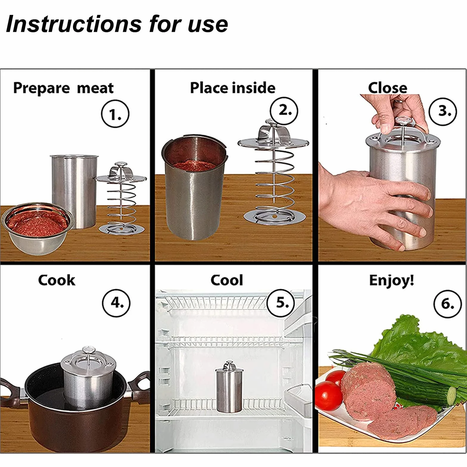 Cuiseur à Jambon en Acier Inoxydable, Presse à Viande Sandwich avec Thermomètre pour Charcuterie Maison