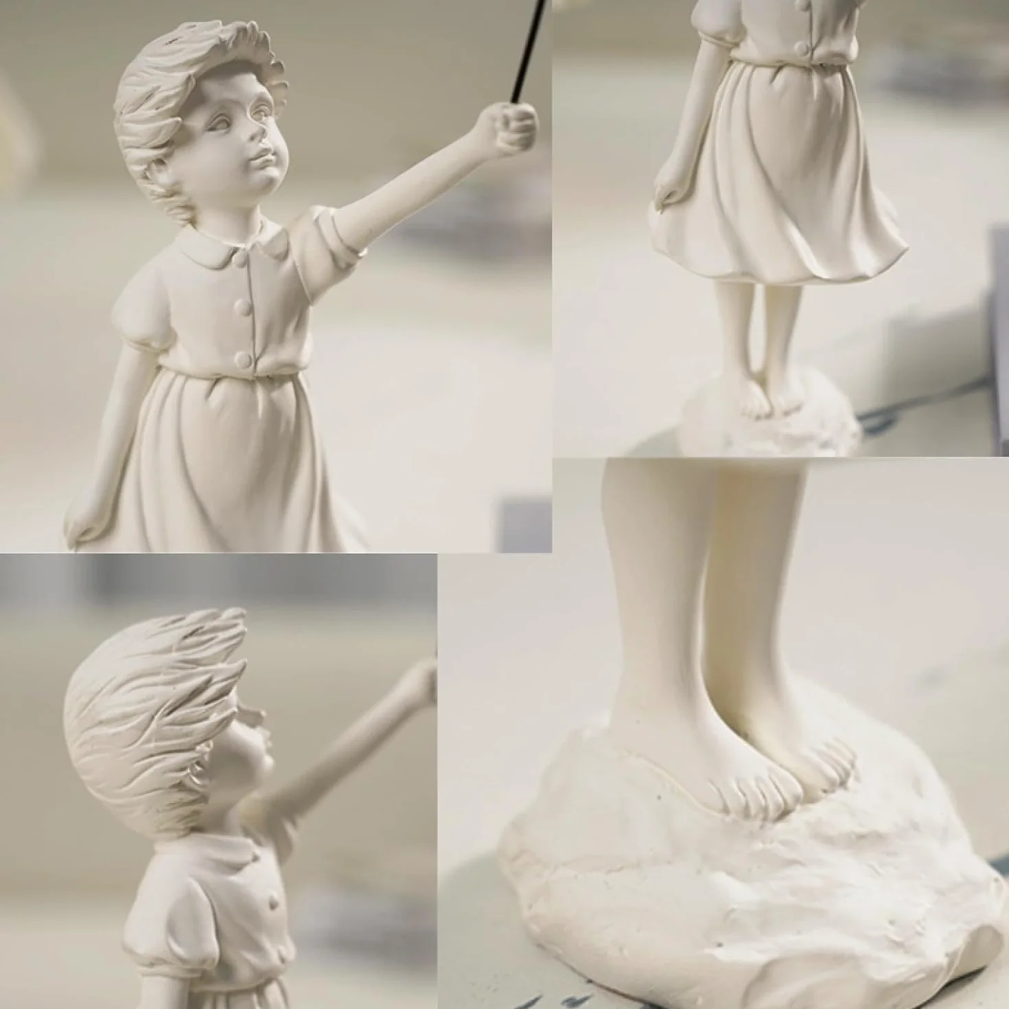 Statuette de Fille Volante en Ballon, Sculpture en Résine Noire, Décoration d'Intérieur Art Moderne