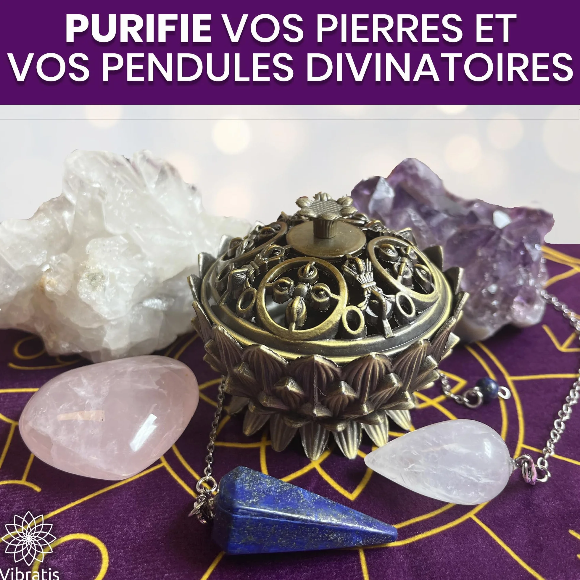 Coffret Encens Pontifical en Grains 100g avec Encensoir et Pince en Acier Inoxydable