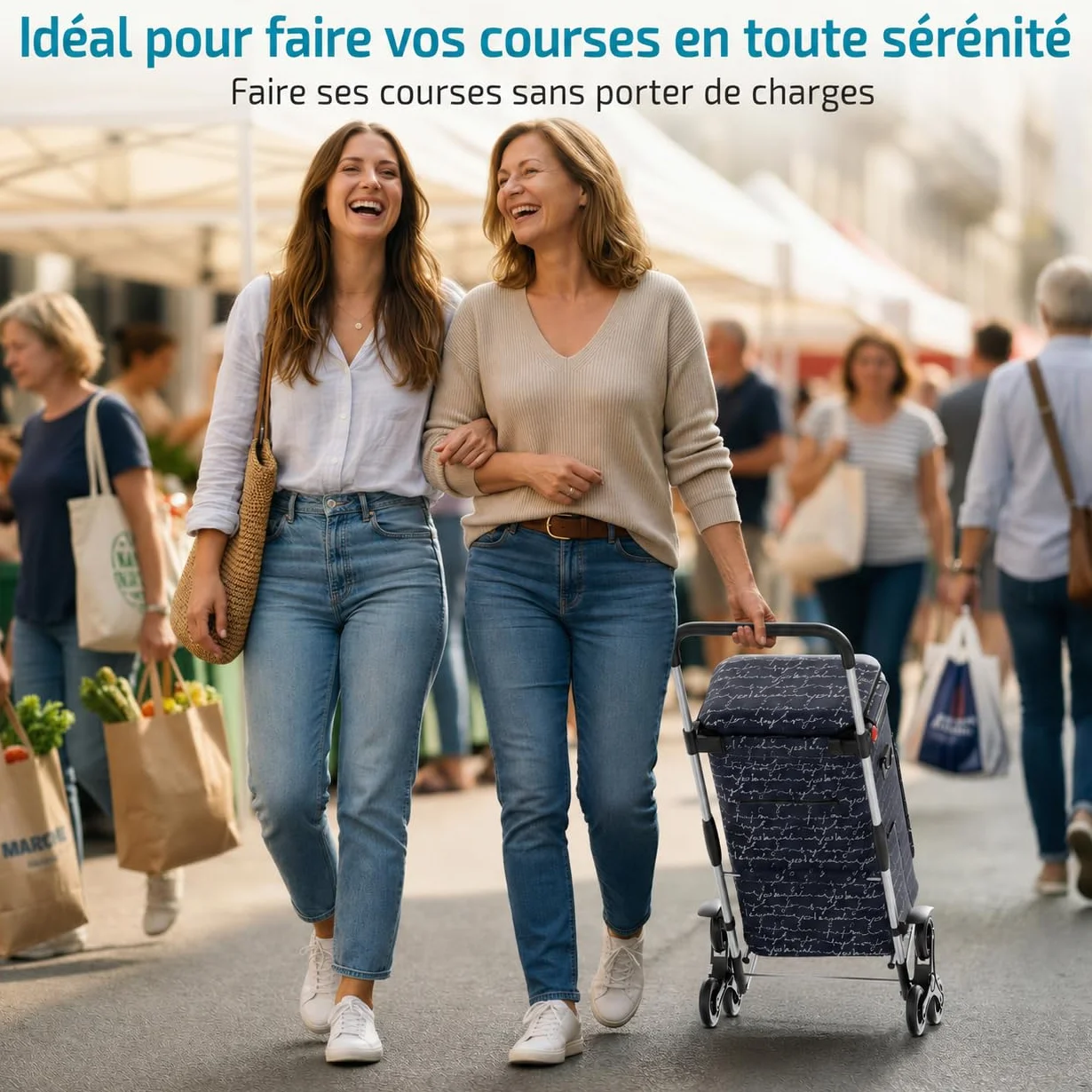 Rubberneck Chariot de Courses Pliable 44L avec Compartiment Isotherme Bleu