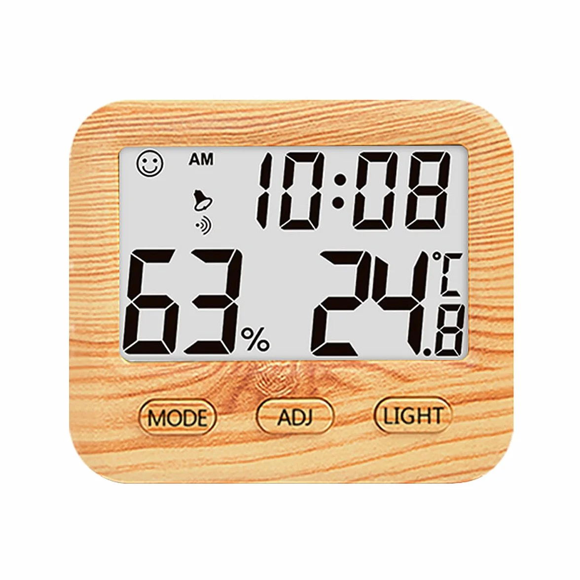 Hygromètre numérique Jauge d'humidité température avec horloge rétro-éclairé Affichage précis Thermomètre pièce Bureau Chambre