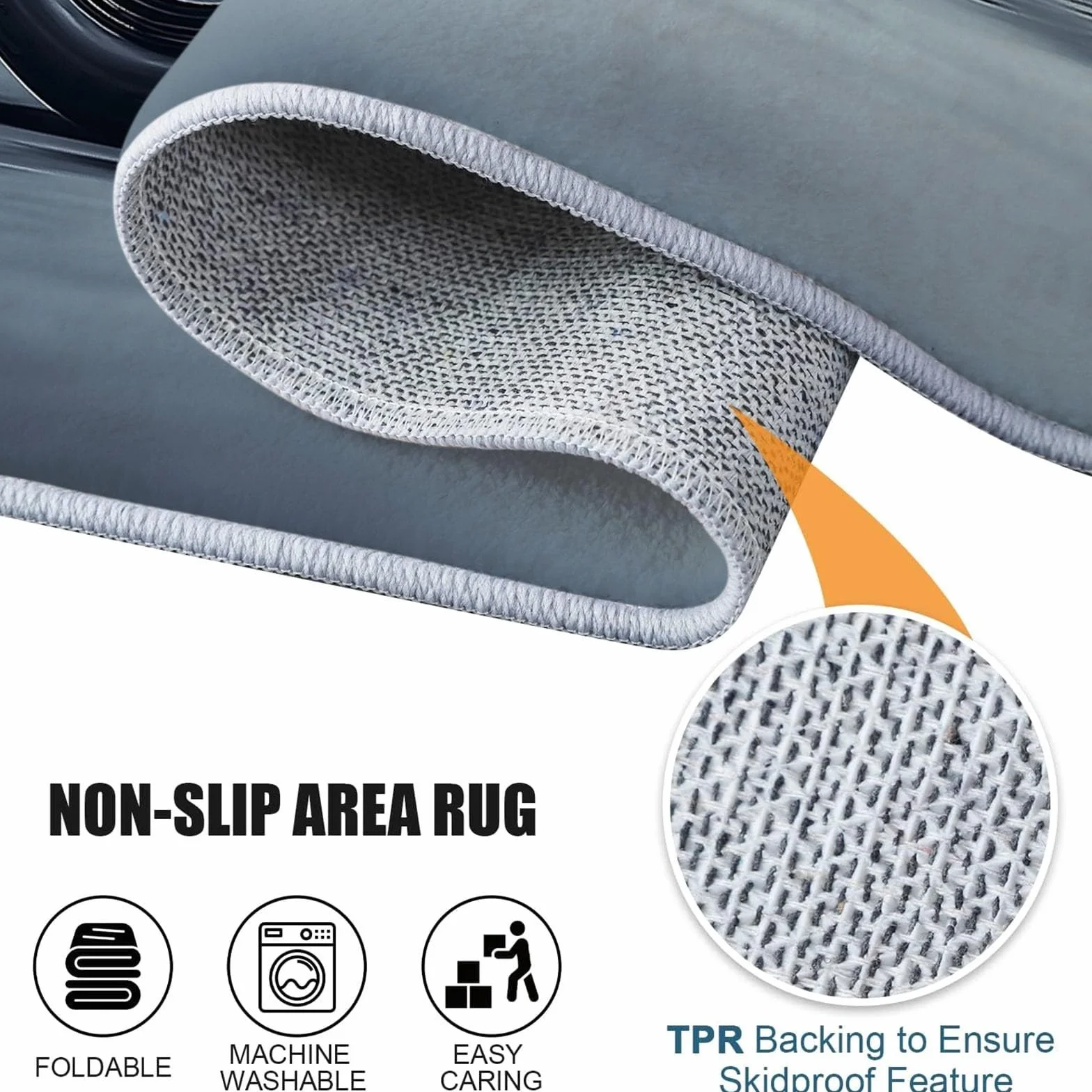 Tapis Salon Moto Moderne Imprimé Antidérapant 140 x 200 cm Noir