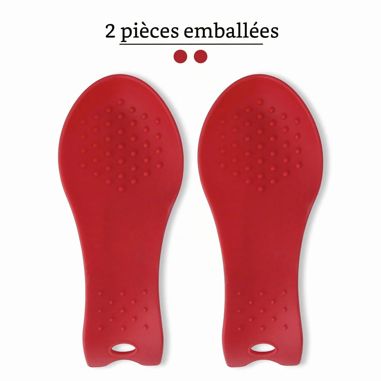 Repose-cuillère en silicone pour cuisinière, lot de 2, rouge