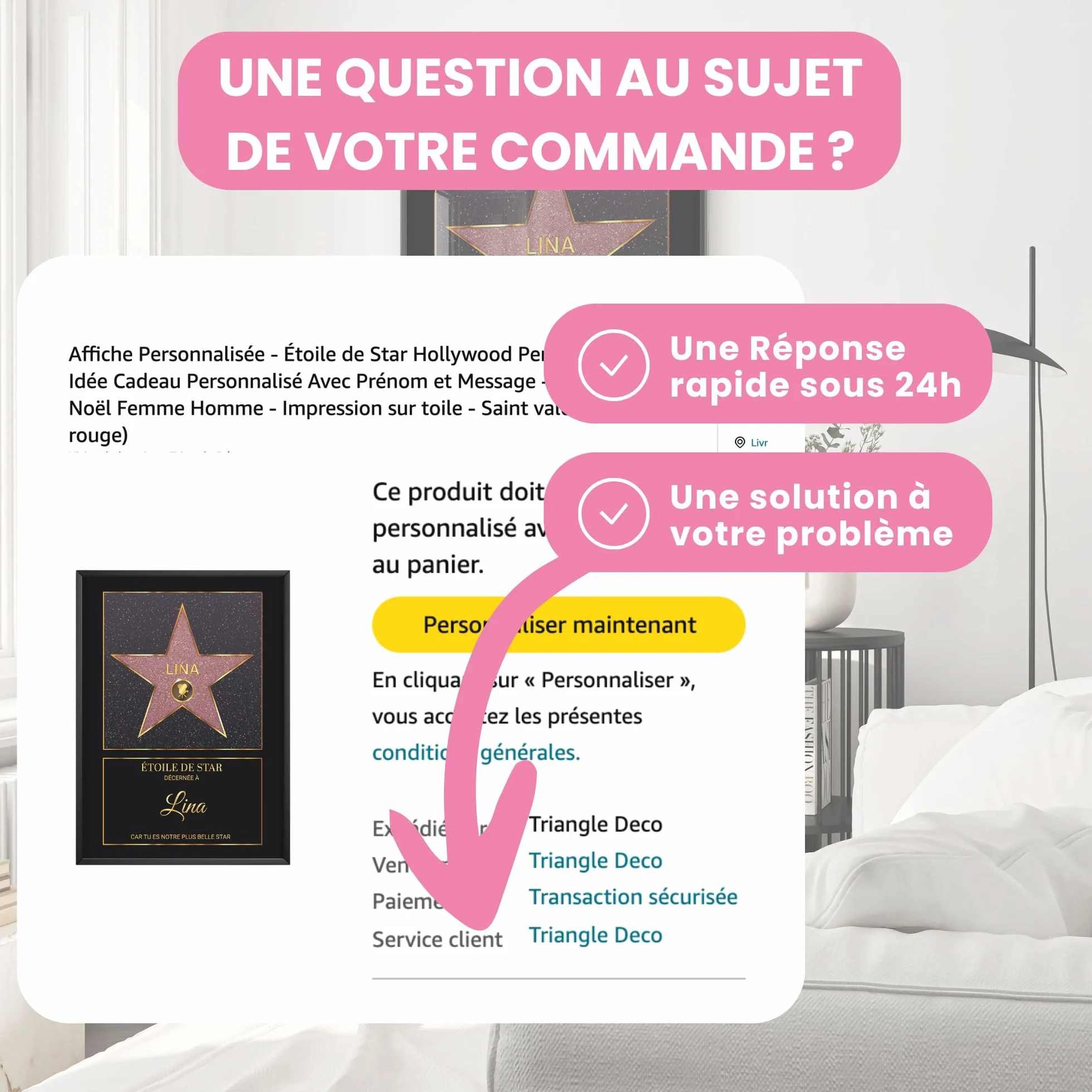 Affiche personnalisée Étoile de Star Hollywood rouge – Poster Toile Plexiglas avec ou sans Cadre