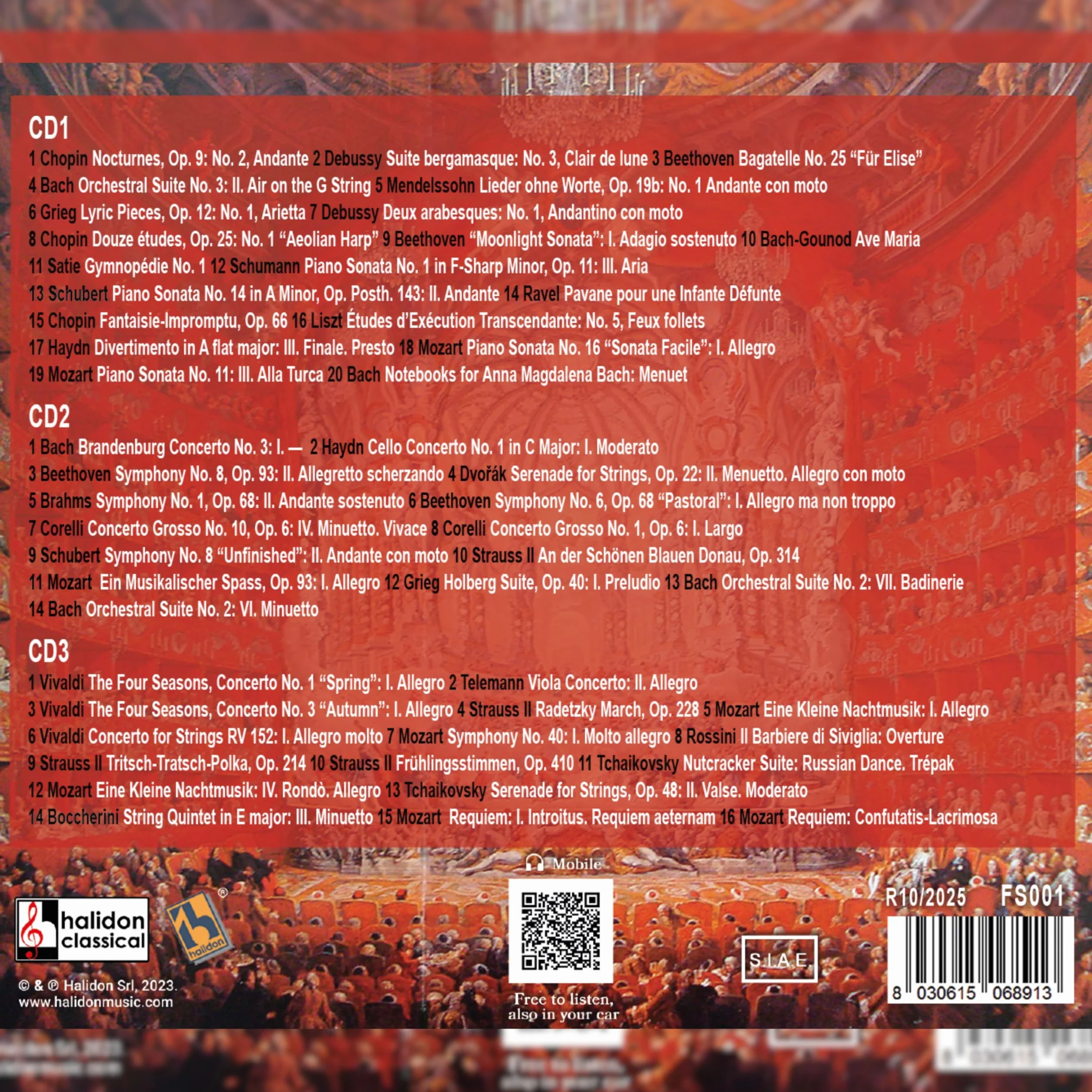 50 Pieces Classical Music Beethoven Vivaldi Mozart Nocturnes Piano Sonata Symphony Il Barbiere Di Siviglia Four Season