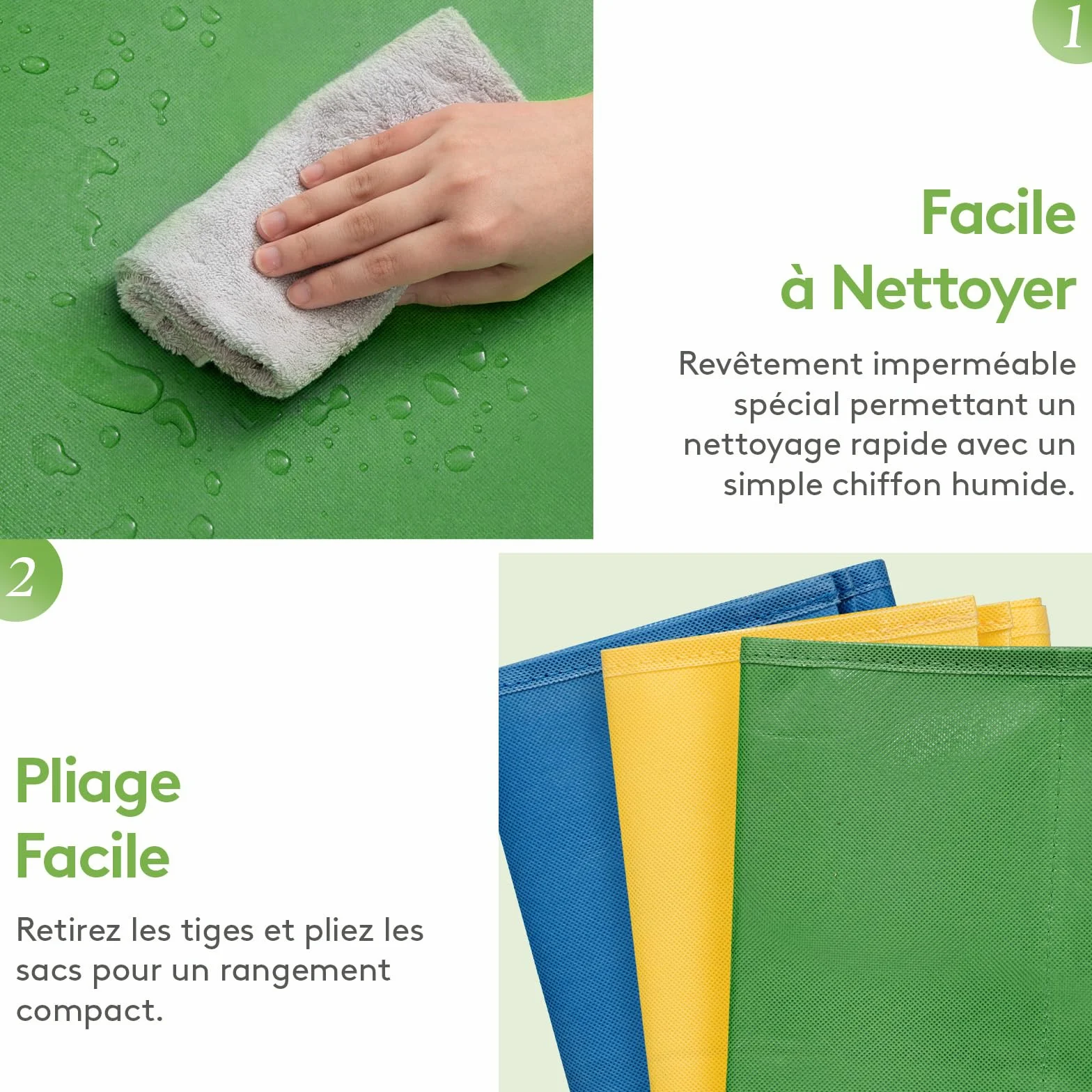 Lifewit Lot de 3 Sacs Tri Sélectif, Poubelles Recyclage 3 Couleurs, 45 L