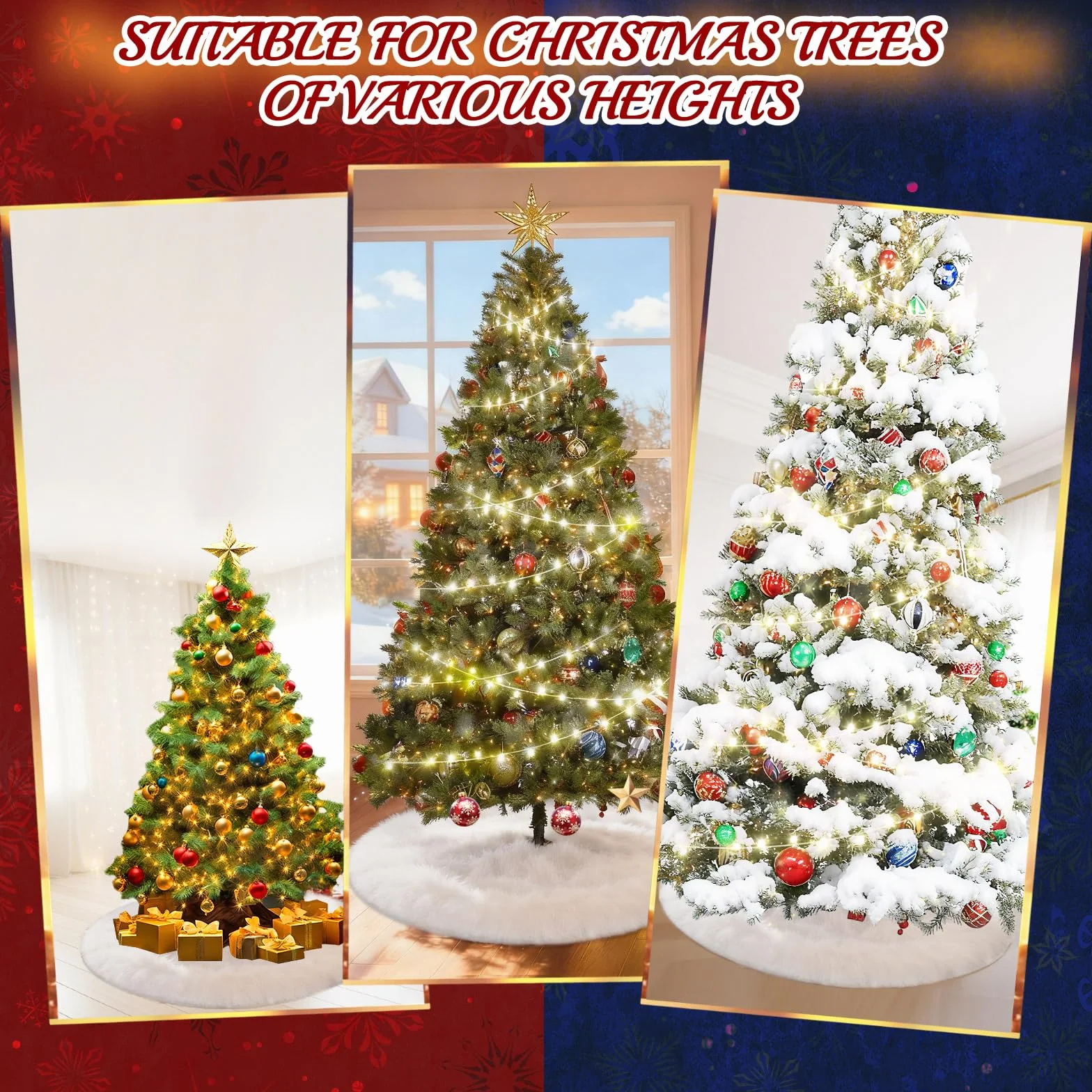 Tapis pour Sapin de Noël Blanc 75 cm Rond Peluche Cache Pied Décoration Maison
