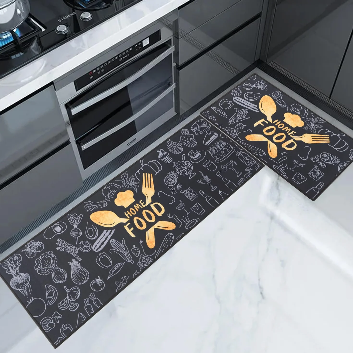 Tapis antidérapants lavables Cuisine 40x60 40x120cm 2 pièces