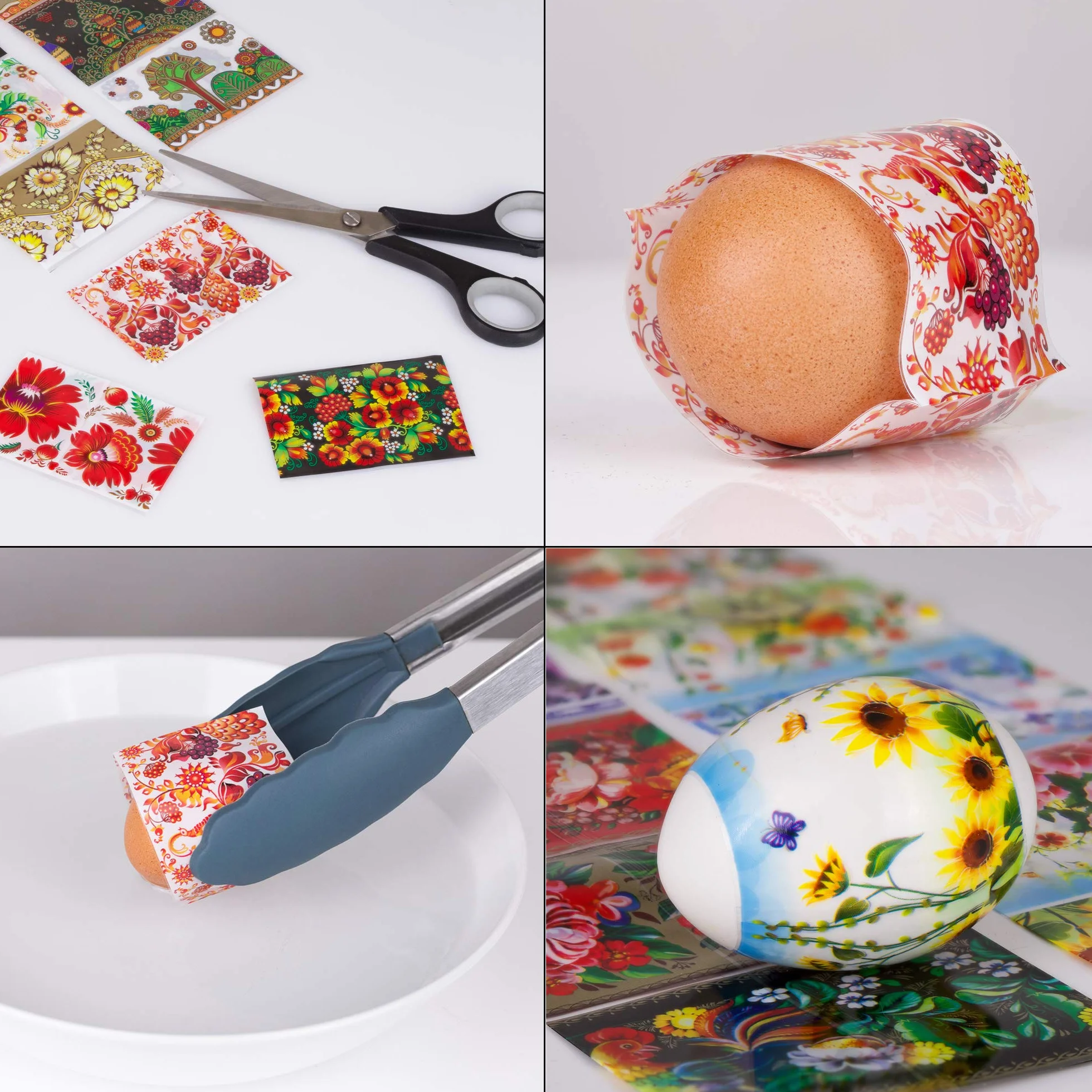 Œufs de Pâques en feuille - Ensemble nostalgique décoratif œufs cuits soufflés plastique