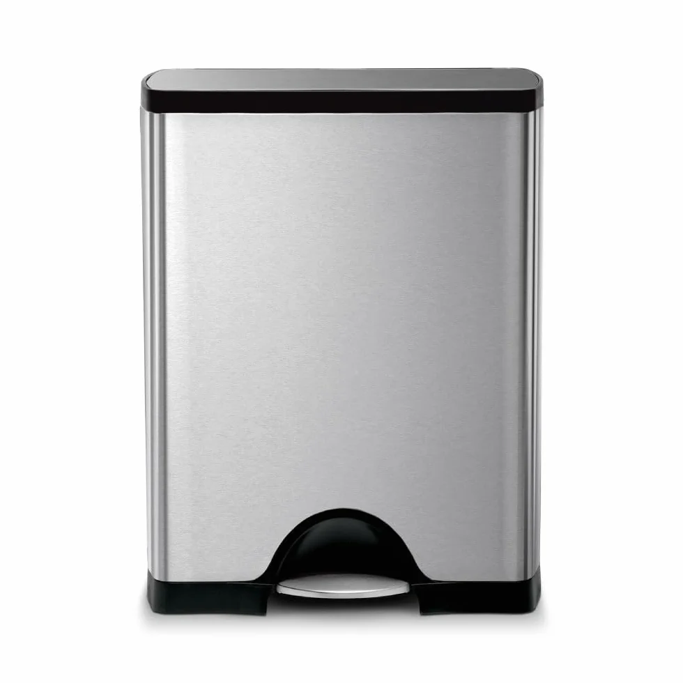 Simplehuman CW1816 poubelle rectangulaire à pédale acier inoxydable brossé 50 litres