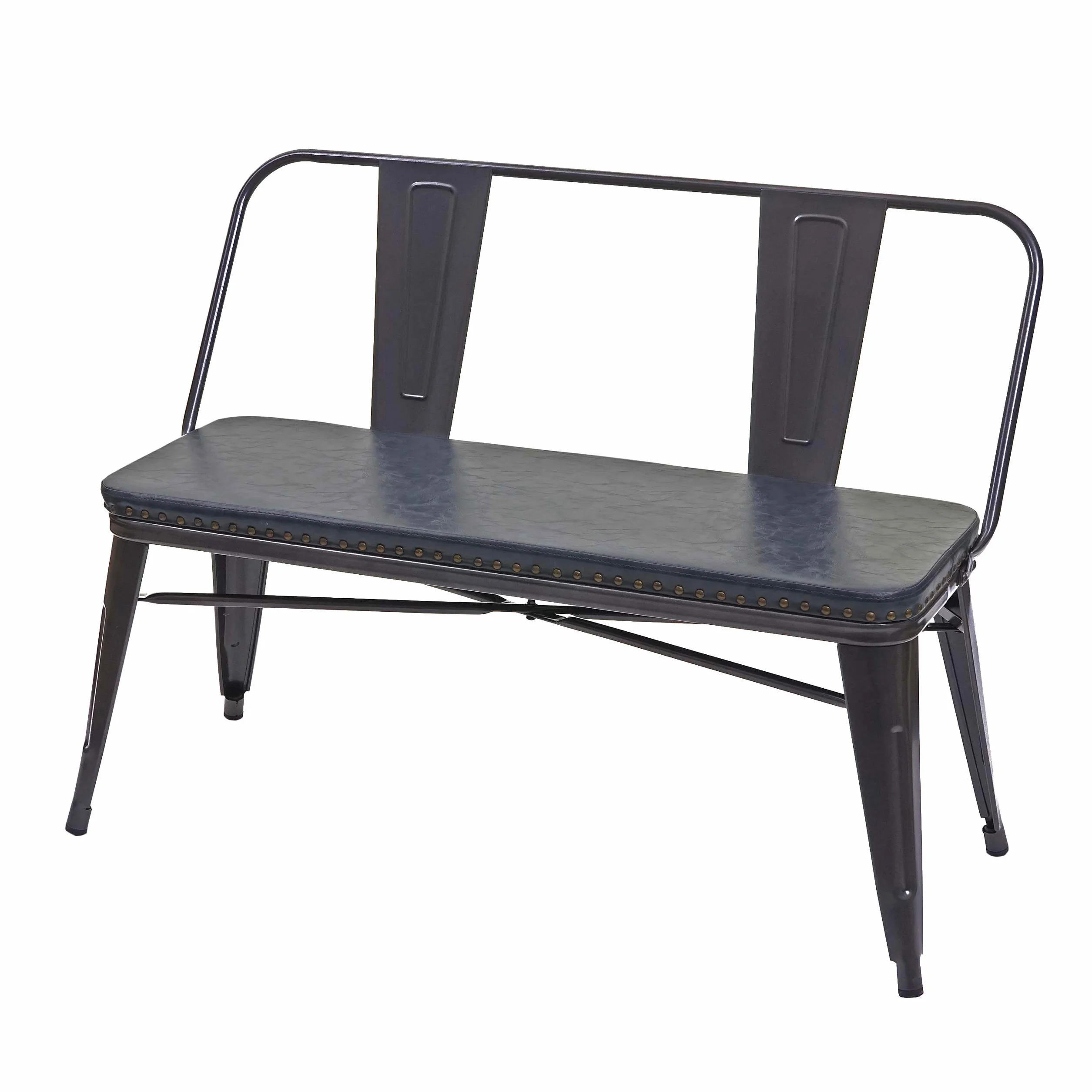 Mendler Banc à 2 Places Similicuir Noir Gris HWC-H10
