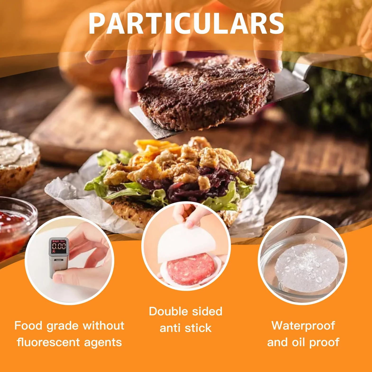 Papier steak haché Rond 11 cm 1000 pcs pour presse steak haché