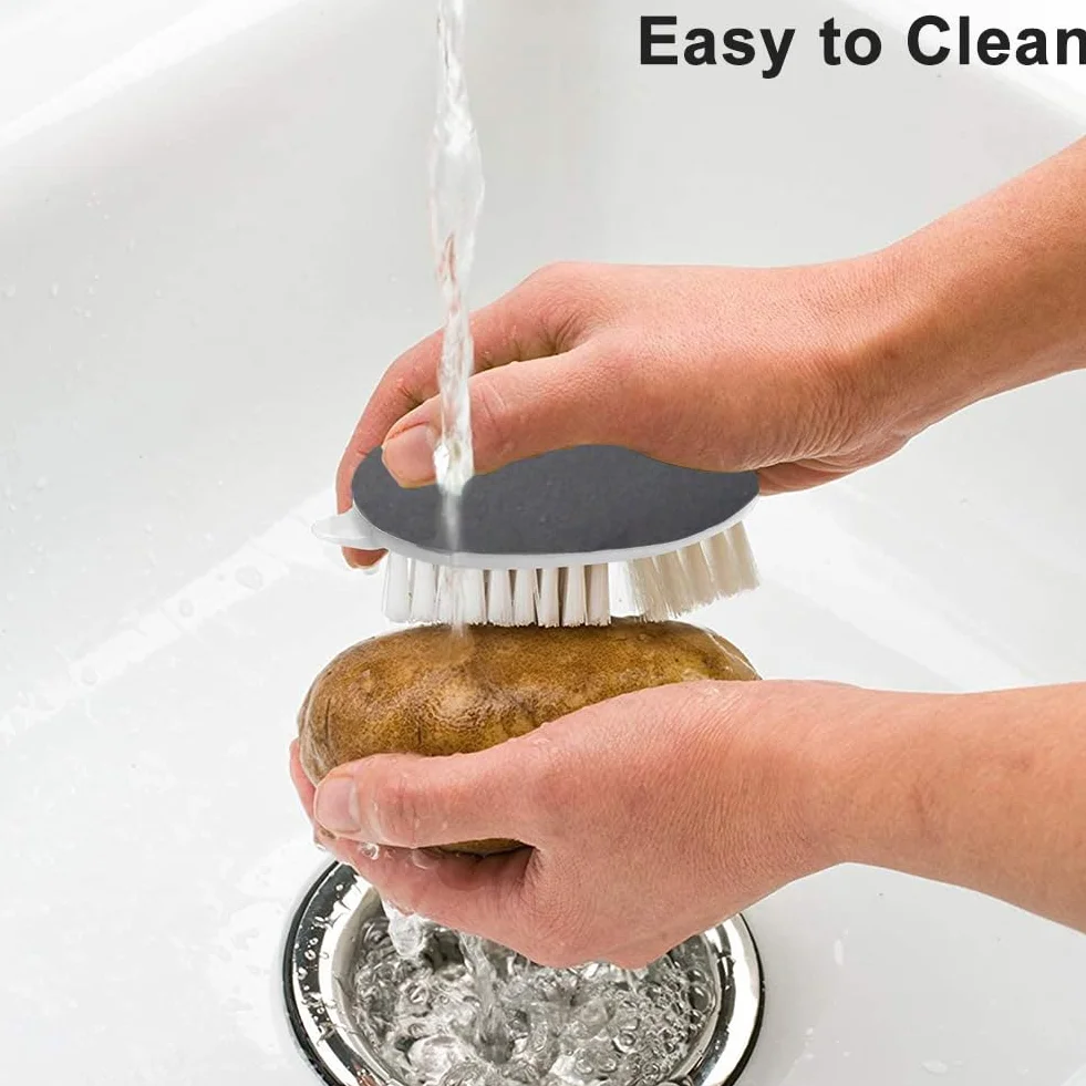 Brosse de nettoyage pour fruits et légumes, antidérapant, gris