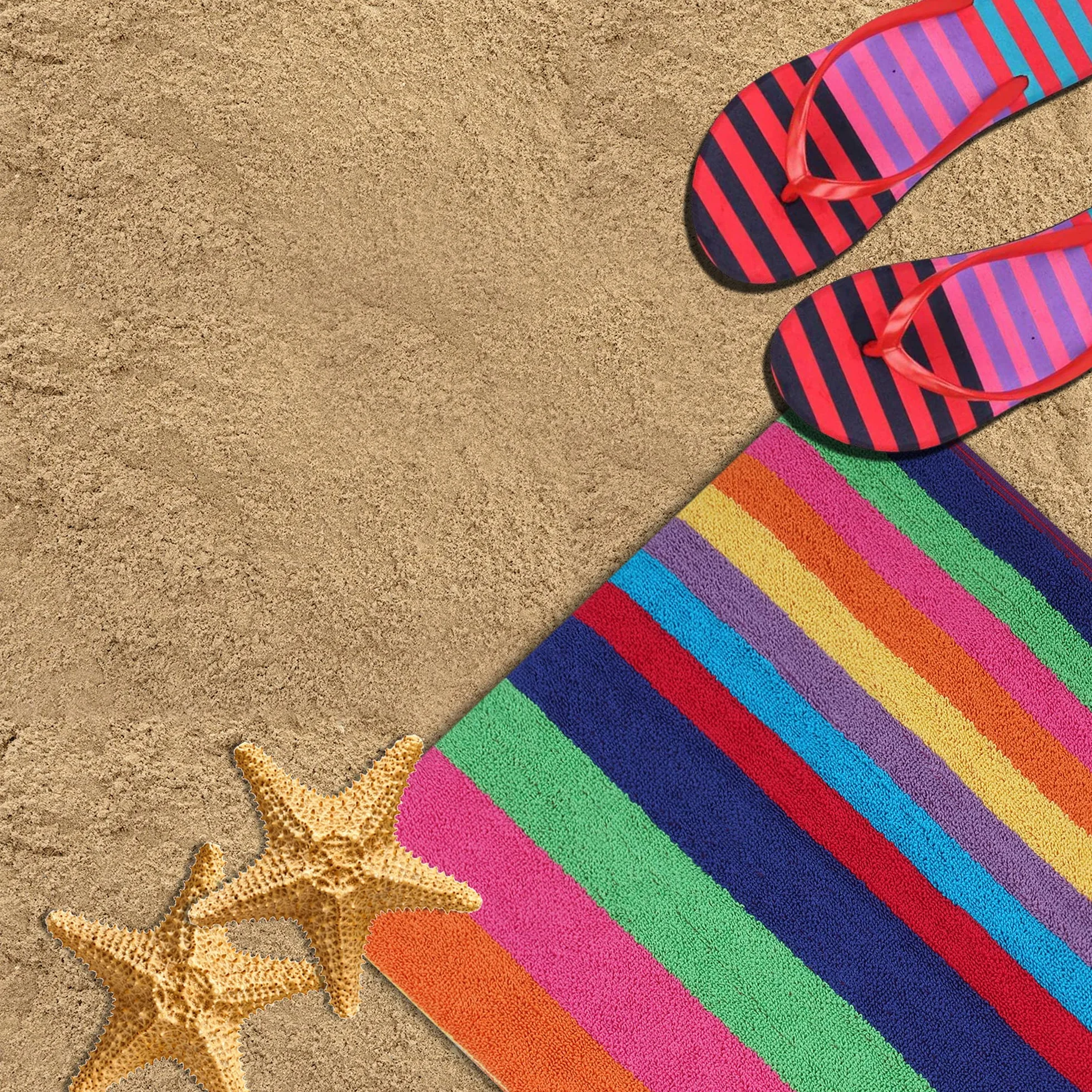 Serviettes de Plage Miami Vibe Lot de 2 100% Coton éponge Ringspun 450 g/m² 76 x 152 cm