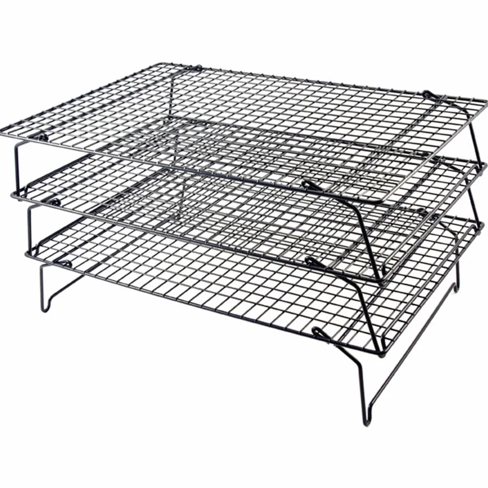 Tala Grille de Refroidissement 3 Niveaux Antiadhésive 40 x 25 cm Noir Support Pliable Gain de Place pour Gâteaux Muffins Biscuits