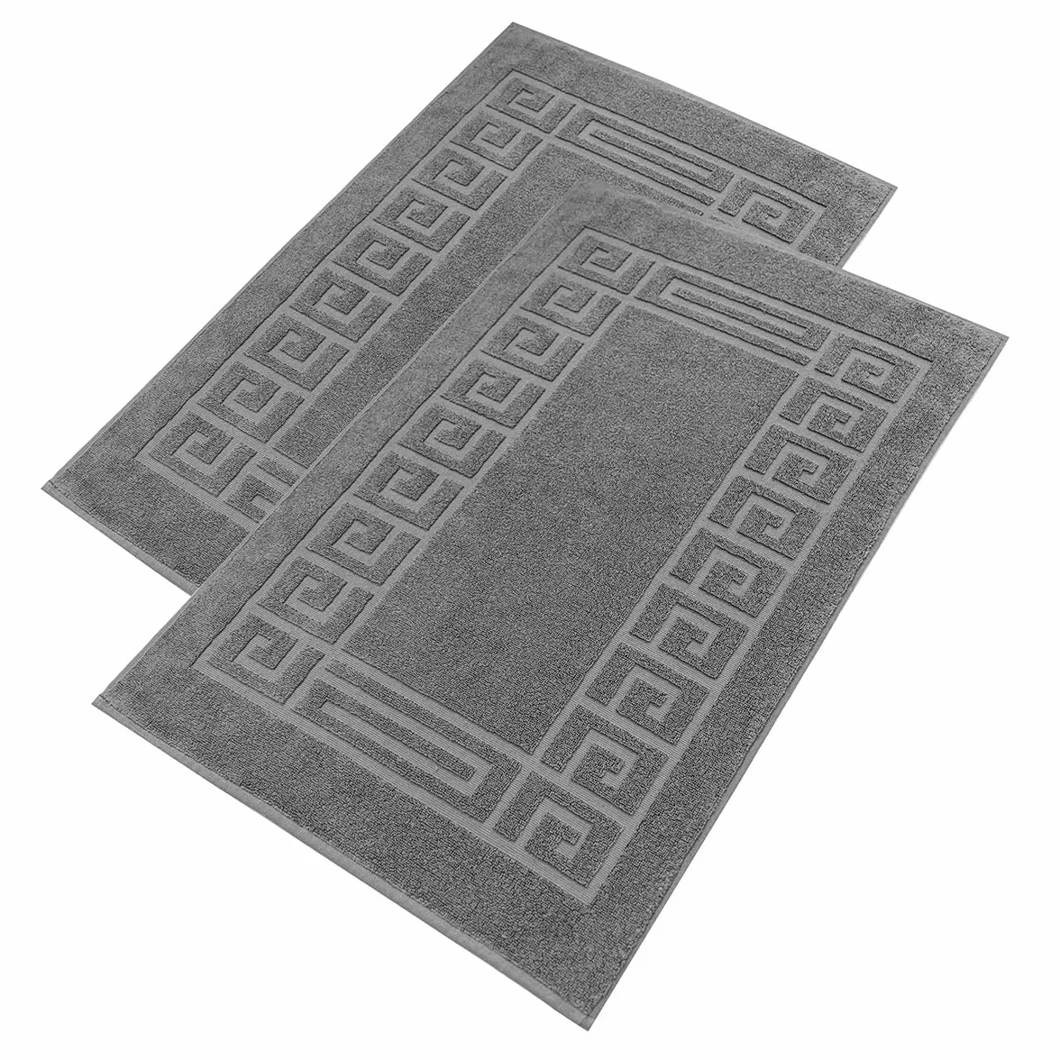 Lot de 2 Tapis de Bain en éponge 100% Coton – Extra Doux, Absorbants, Lavables en Machine – Fabriqué en Italie (Gris foncé, 50 x 80 cm)