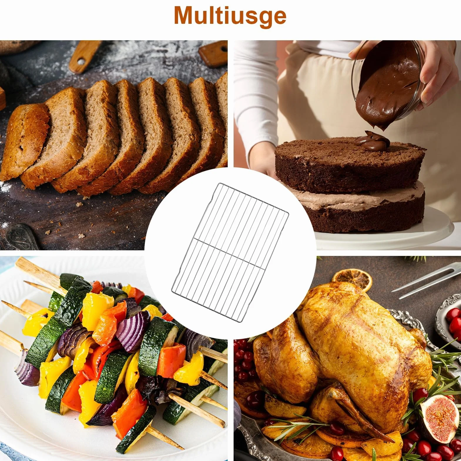 Grille de Refroidissement Pâtisserie 31x20cm Rack de Refroidissement 3 Pièces