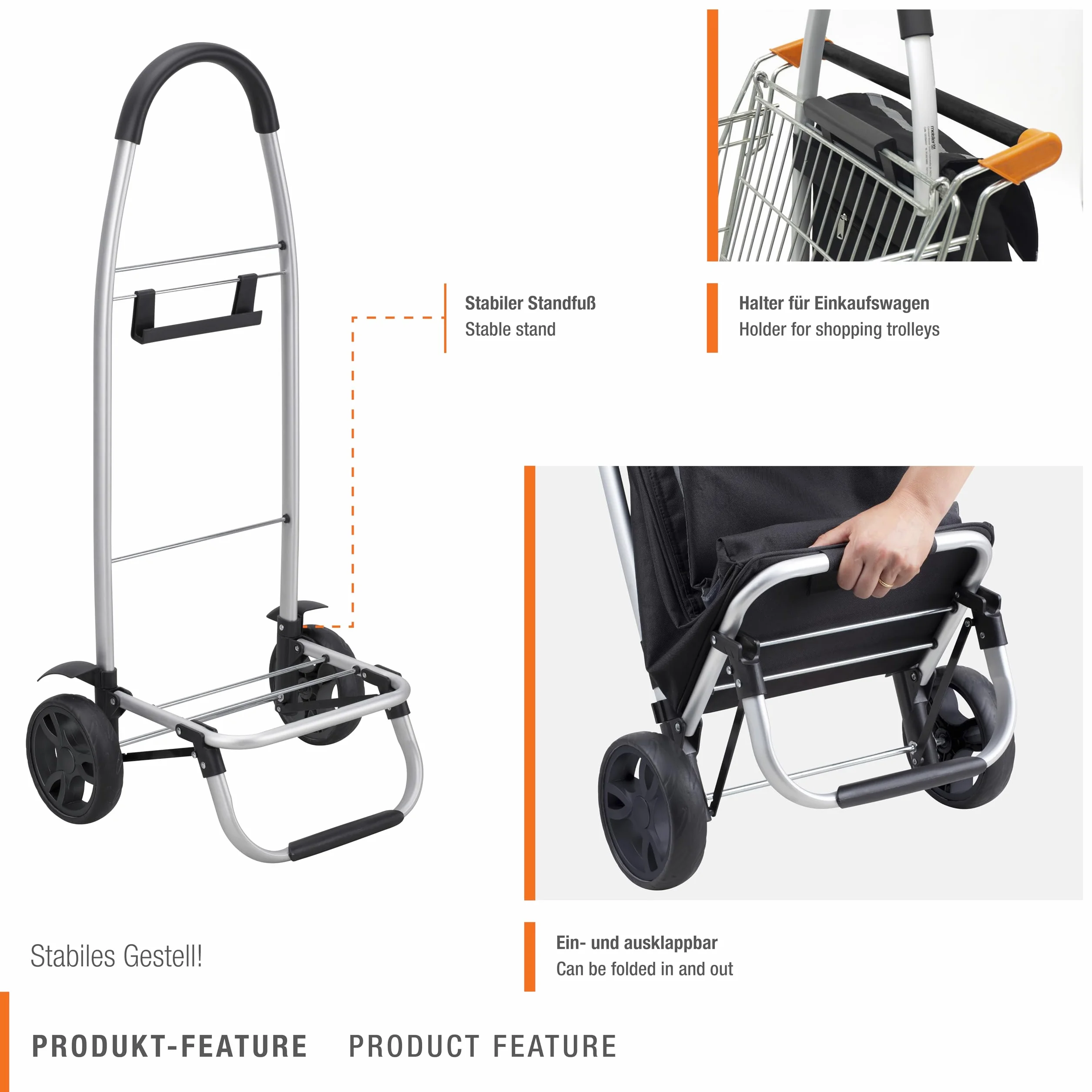Chariot de Courses Meister 56 Litres Roues Larges Compartiment Réfrigérant Sac Amovible Pliable