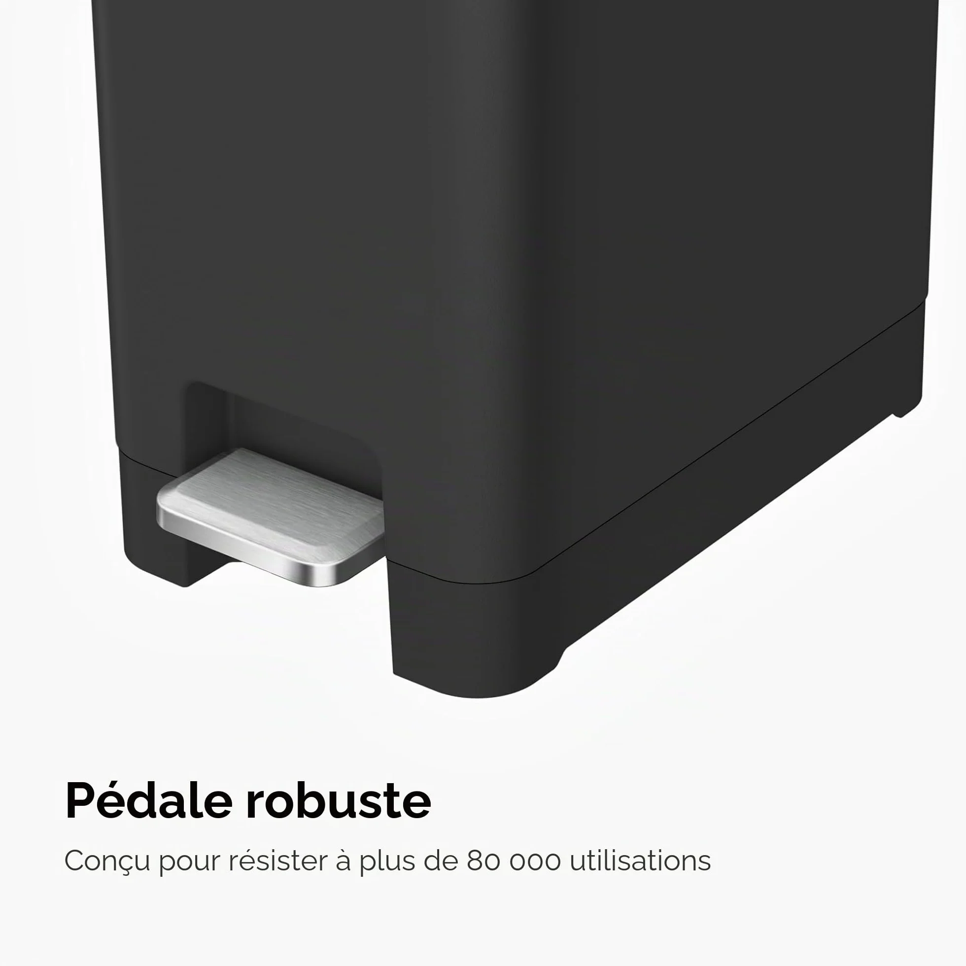 Poubelle de cuisine EKO Hana à pédale fermeture douce couvercle ouvert noir