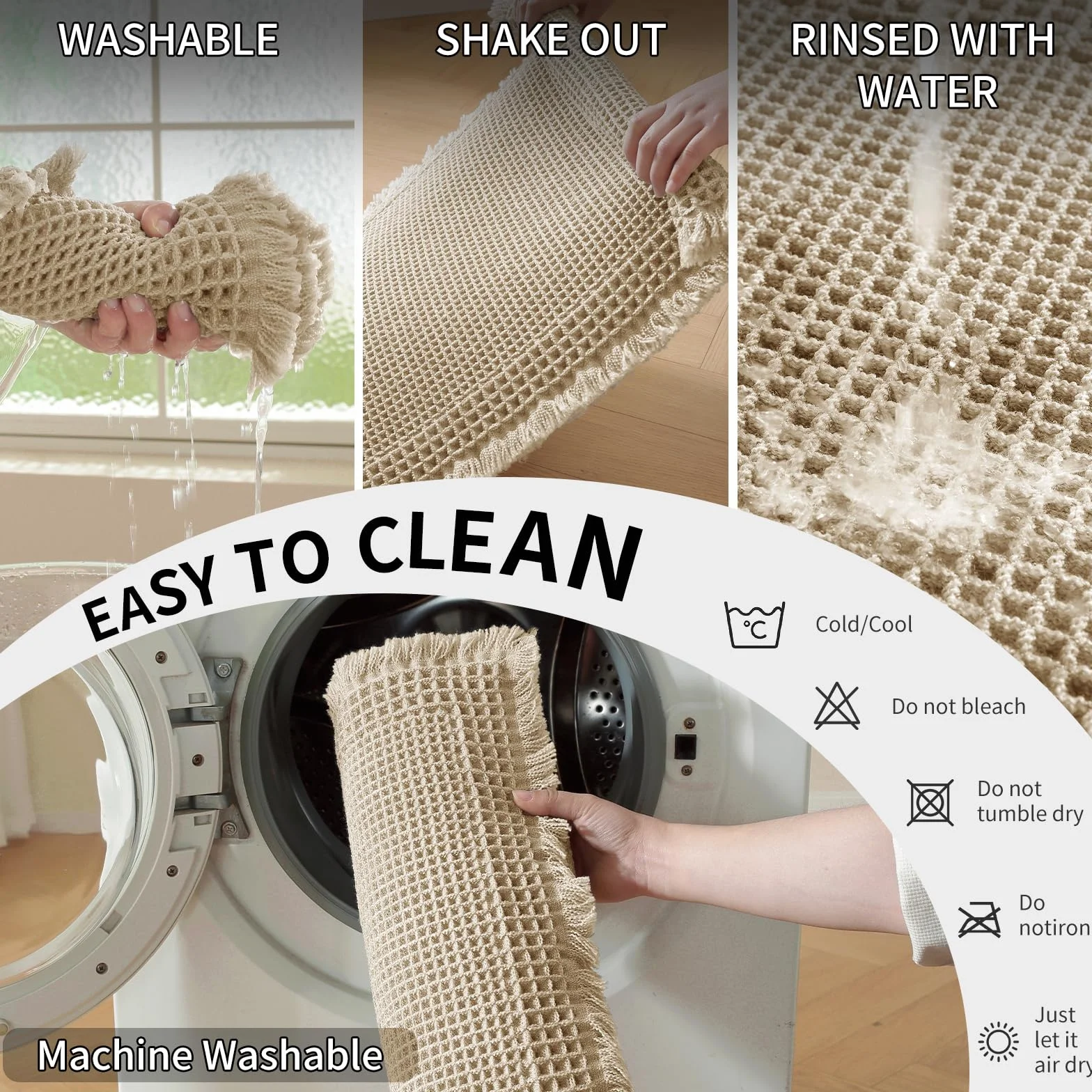 Tapis De Bain Antiderapant 50x80cm Absorbant l'eau Lavable en Machine Marron