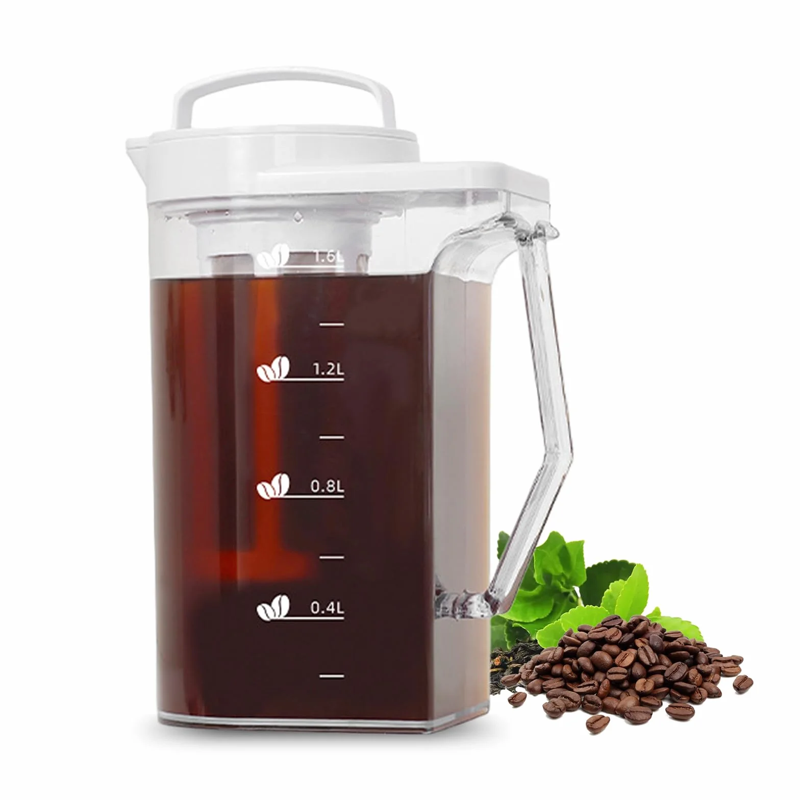 Ideal Swan Cafetière à infusion à froid 1,6 L avec filtre à maille fine, grande capacité