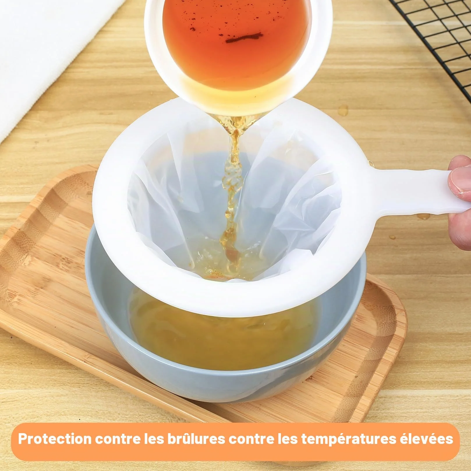 Filtre à Tamis Fin avec Poignée, Alimentaire Filtres en Nylon, 100/200/300/400 Mailles Tamis Cuisine pour Filtrage Jus Lait Café
