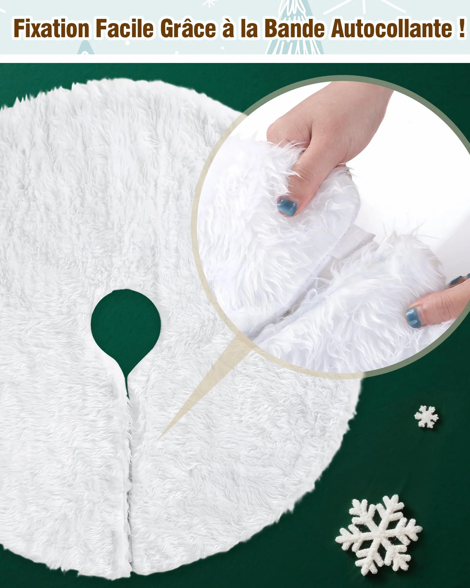 LIHAO Jupe de Sapin de Noël Cache Pied Tapis Peluche Blanc 78cm