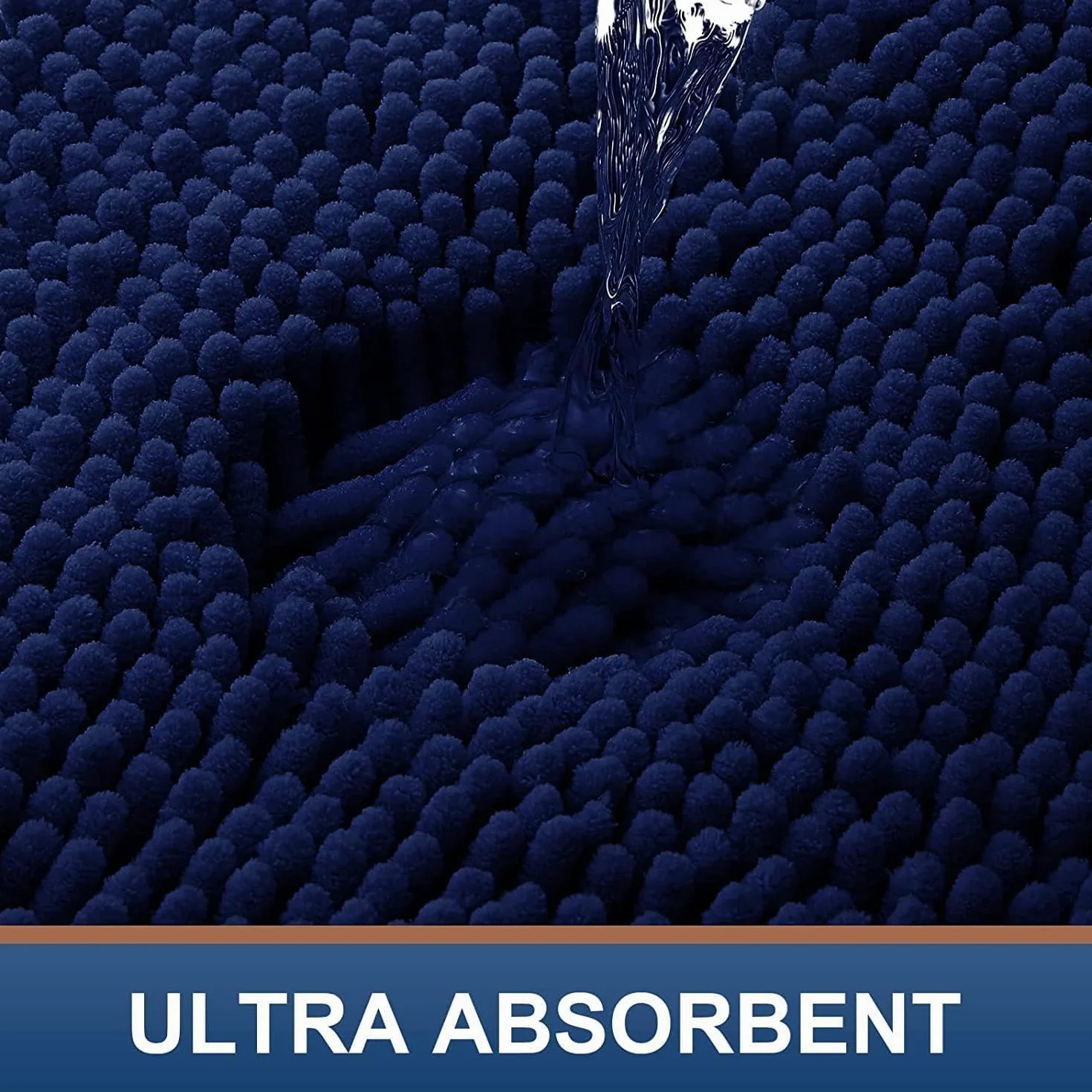 Homaxy Tapis de Bain Antiderapant Microfibre Chenille Douce Absorbant Lavable en Machine 40 x 60 cm Bleu Marine