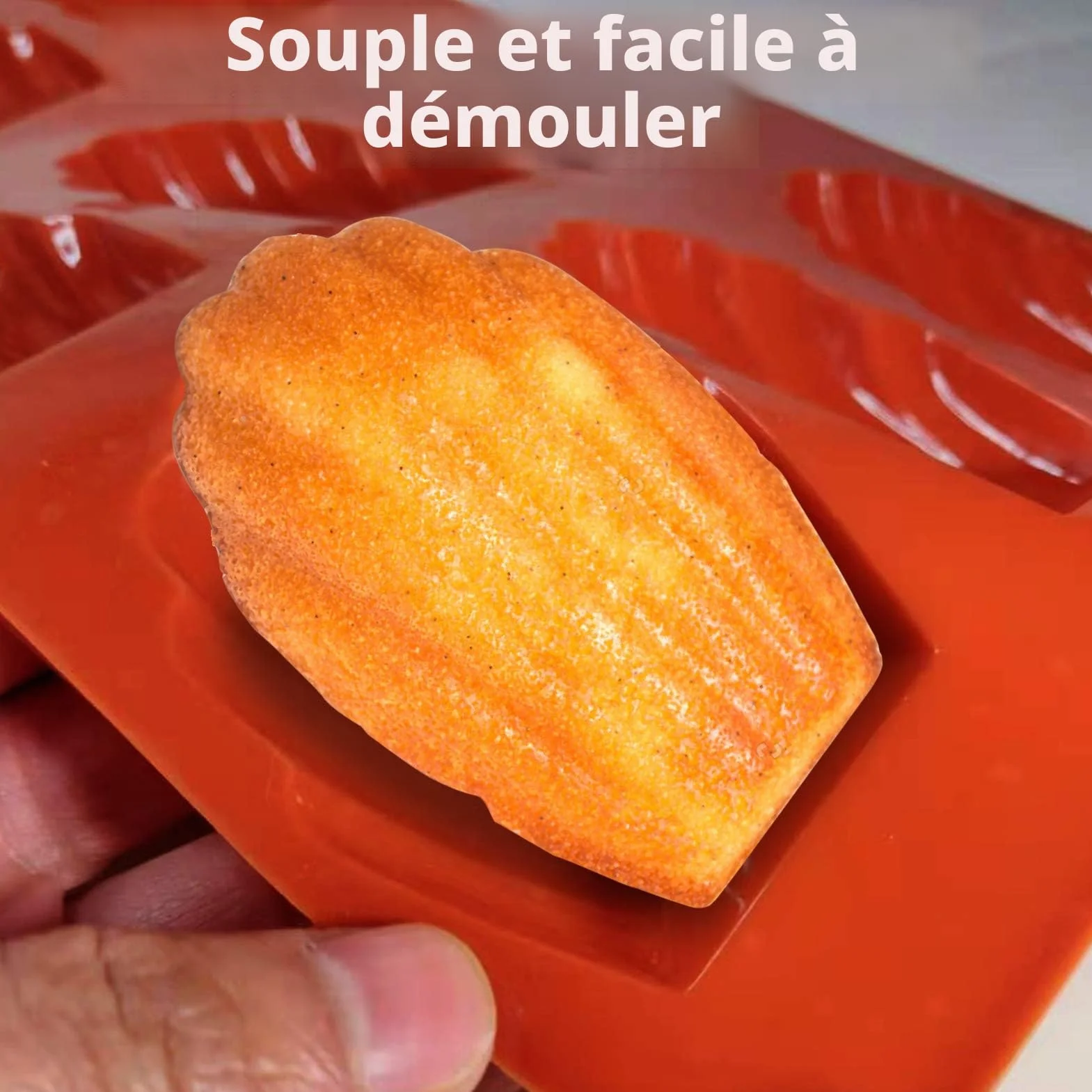 Lot de 2 Moule Madeleine Silicone Antiadhésif 9 Cavités Brun