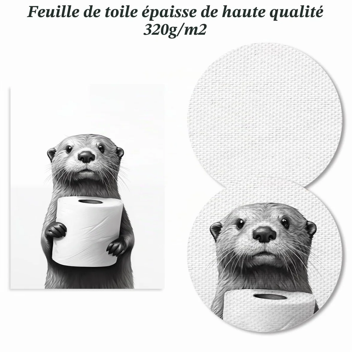 Dazzlewall Affiche Décorative Salle de Bain Loutre Noir et Blanc 30x40 cm