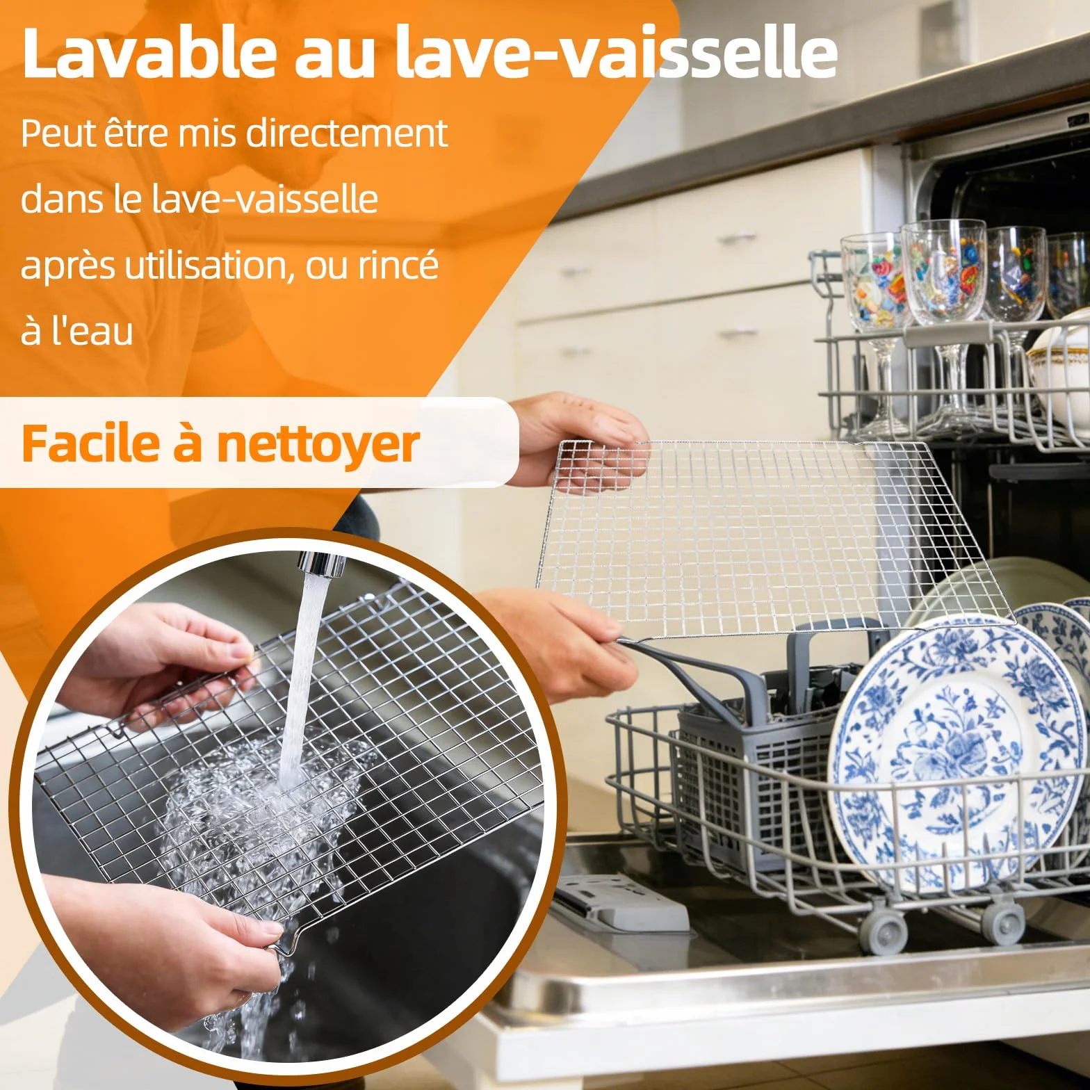 Grille Patisserie 43x29 cm en Acier avec Pieds Stables, Lavable au Lave-Vaisselle