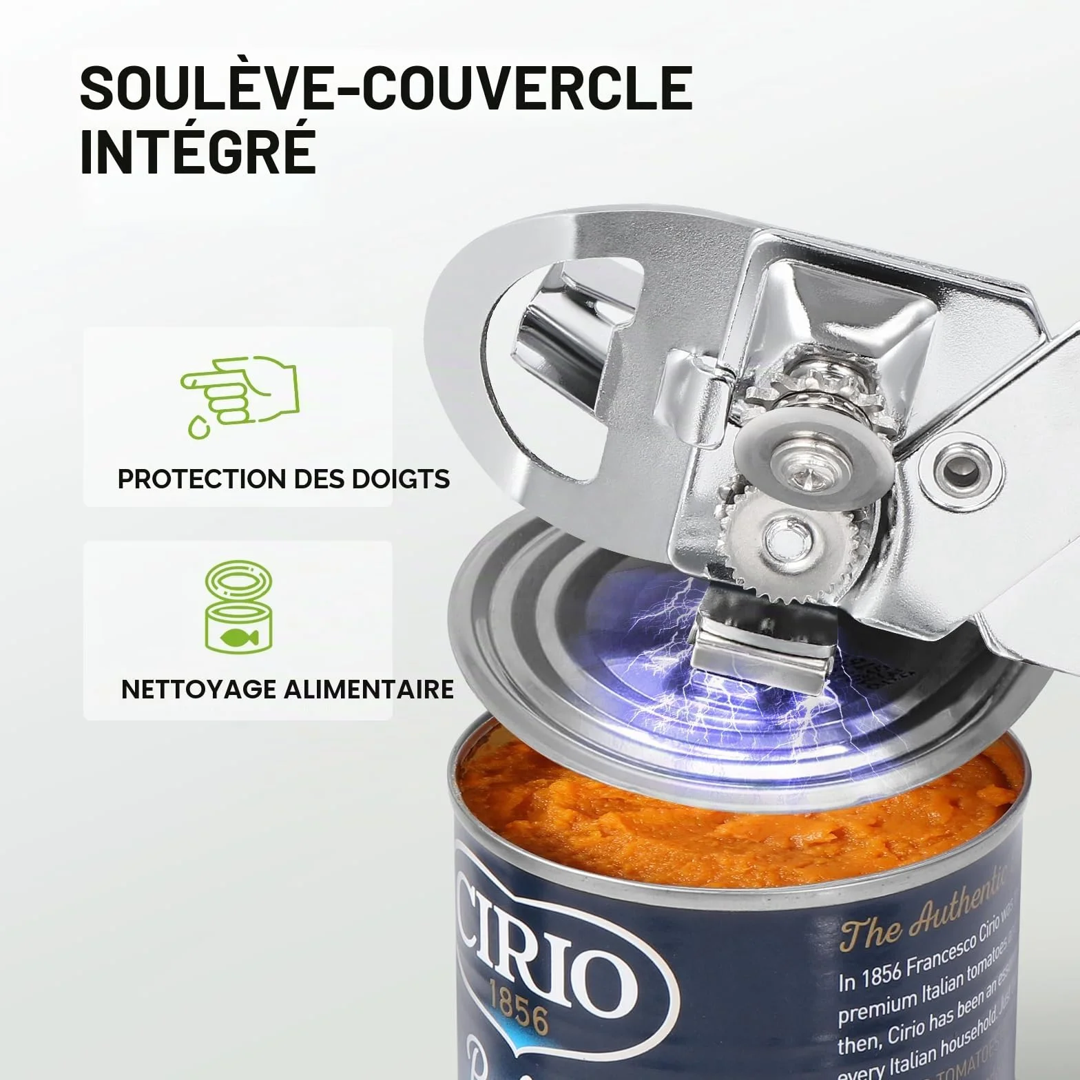 Ouvre Boite de Conserve 3 en 1 Manuel Acier Inoxydable, Diboniur
