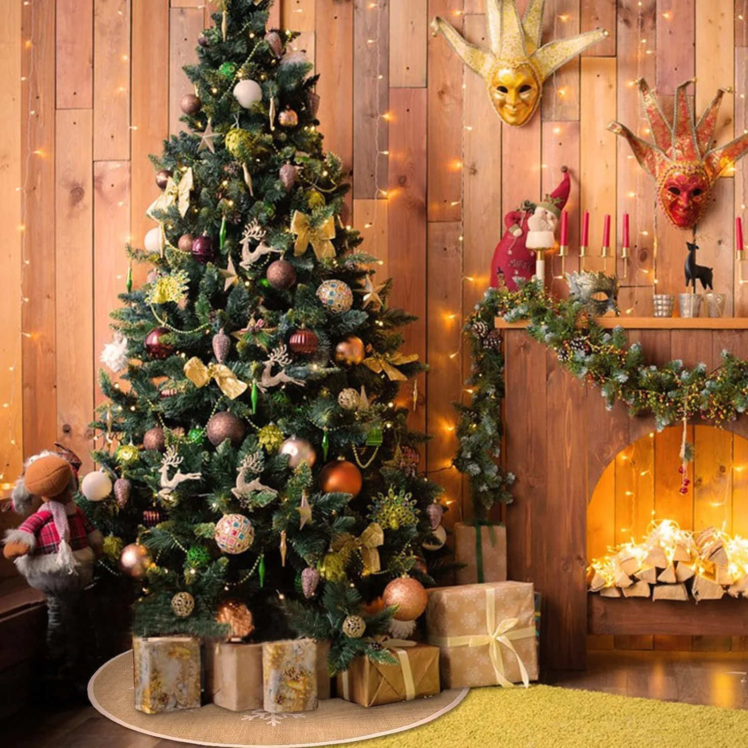 Jupe de Sapin de Noël en Toile de Jute Rustique 75cm