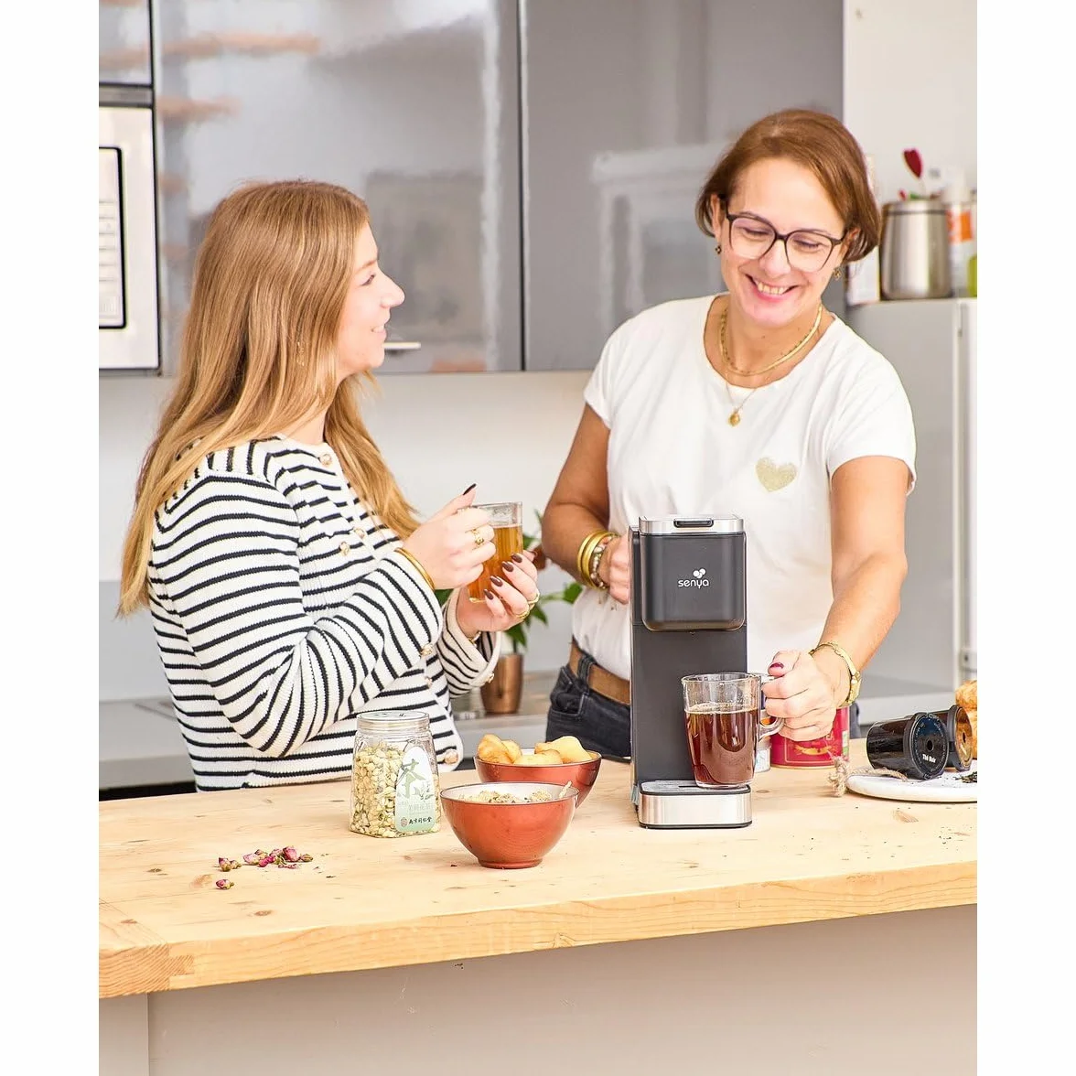 SENYA Machine à thé Tea Time Pro 1,2 L 1000W Écran tactile Détartrage automatique