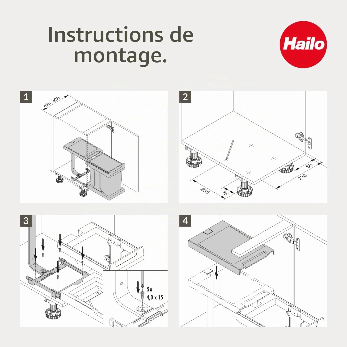 Hailo Collecteur de déchets Solo manuel 20 l 300 mm large anthracite