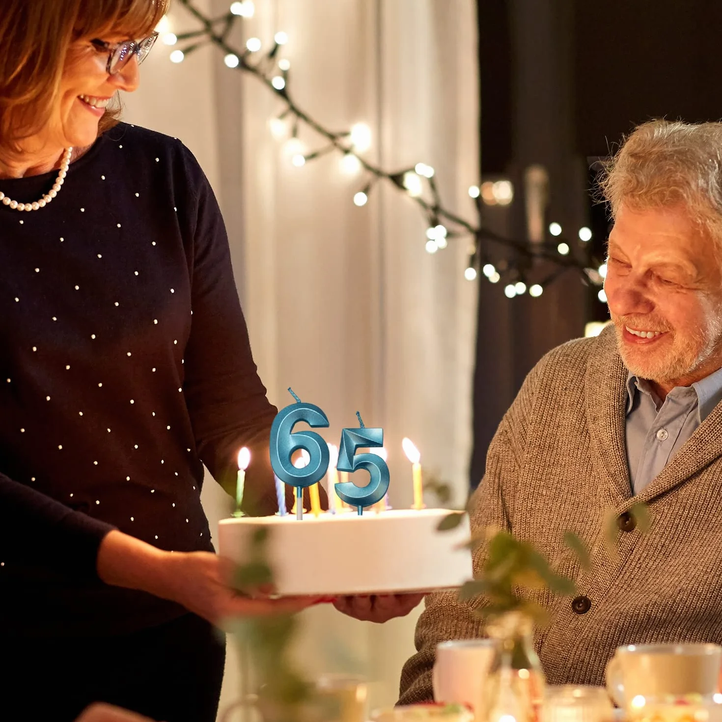 Bougies d'anniversaire Numéro 9 3D Bleu Chiffre 9 Décoration Gâteau Topper pour Enfants Adultes