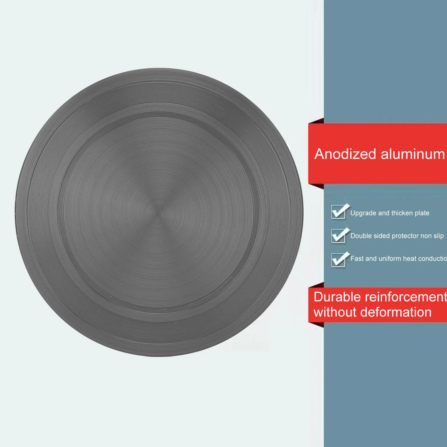Plaque de Diffuseur en Aluminium pour Cuisinière à Gaz, 20cm x 4mm Rond, Dégivrage Rapide