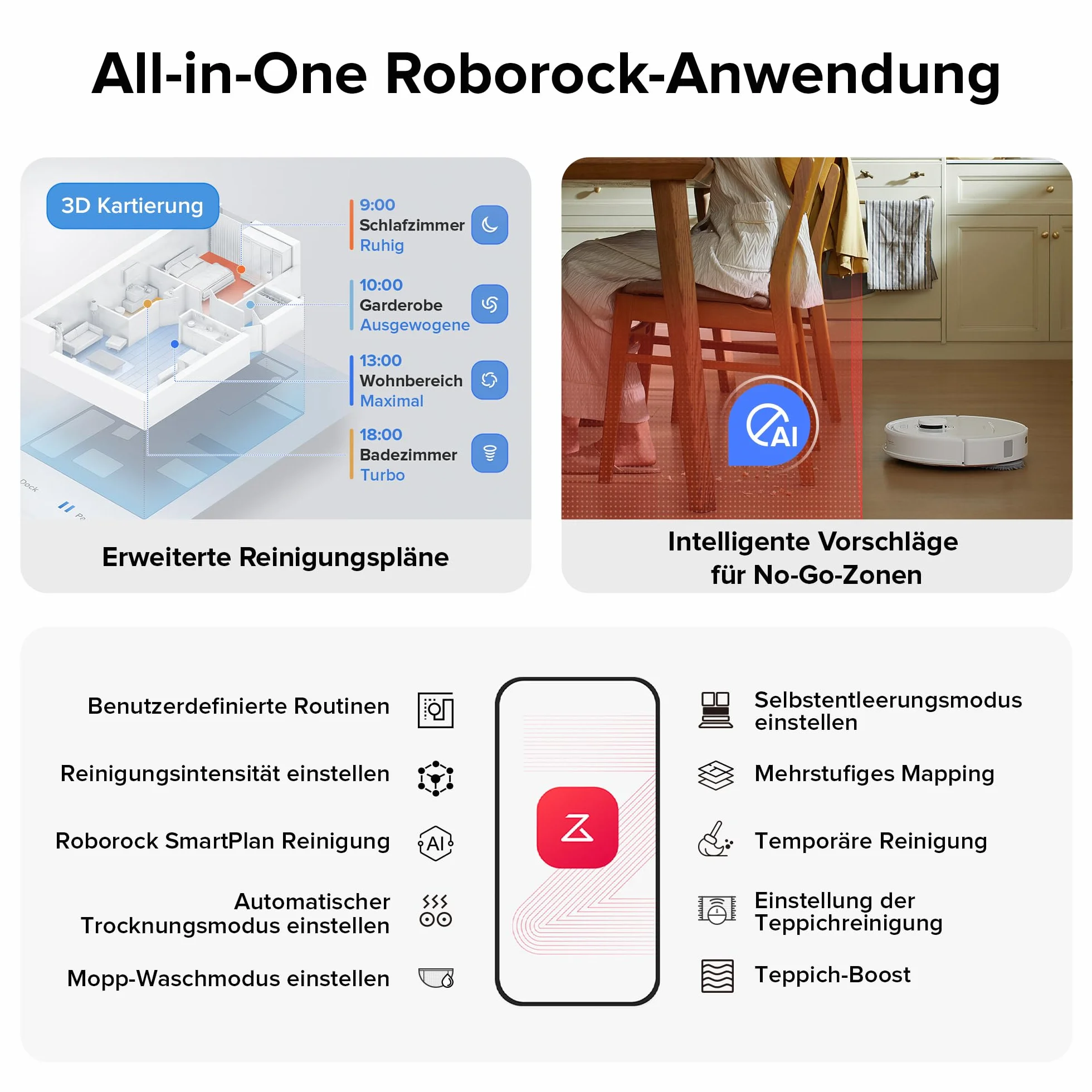 Roborock Qrevo S Aspirateur Robot Laveur, 7000Pa HyperForce, Double Serpillière Rotative 200 TR/Min, Relevable 10mm, Station Multifonctionnelle, 3D Cartographie, Reactive Tech (Reconditionné)
