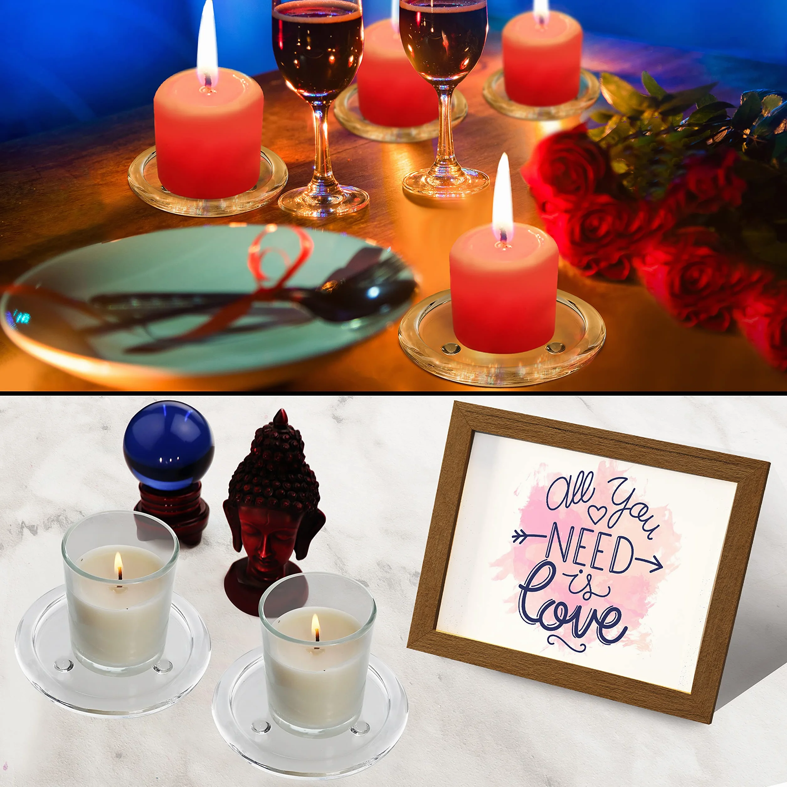 Belle Vous Support Bougie Verre Transparent Lot de 12 Bougeoir Décoration Maison Centre de Table