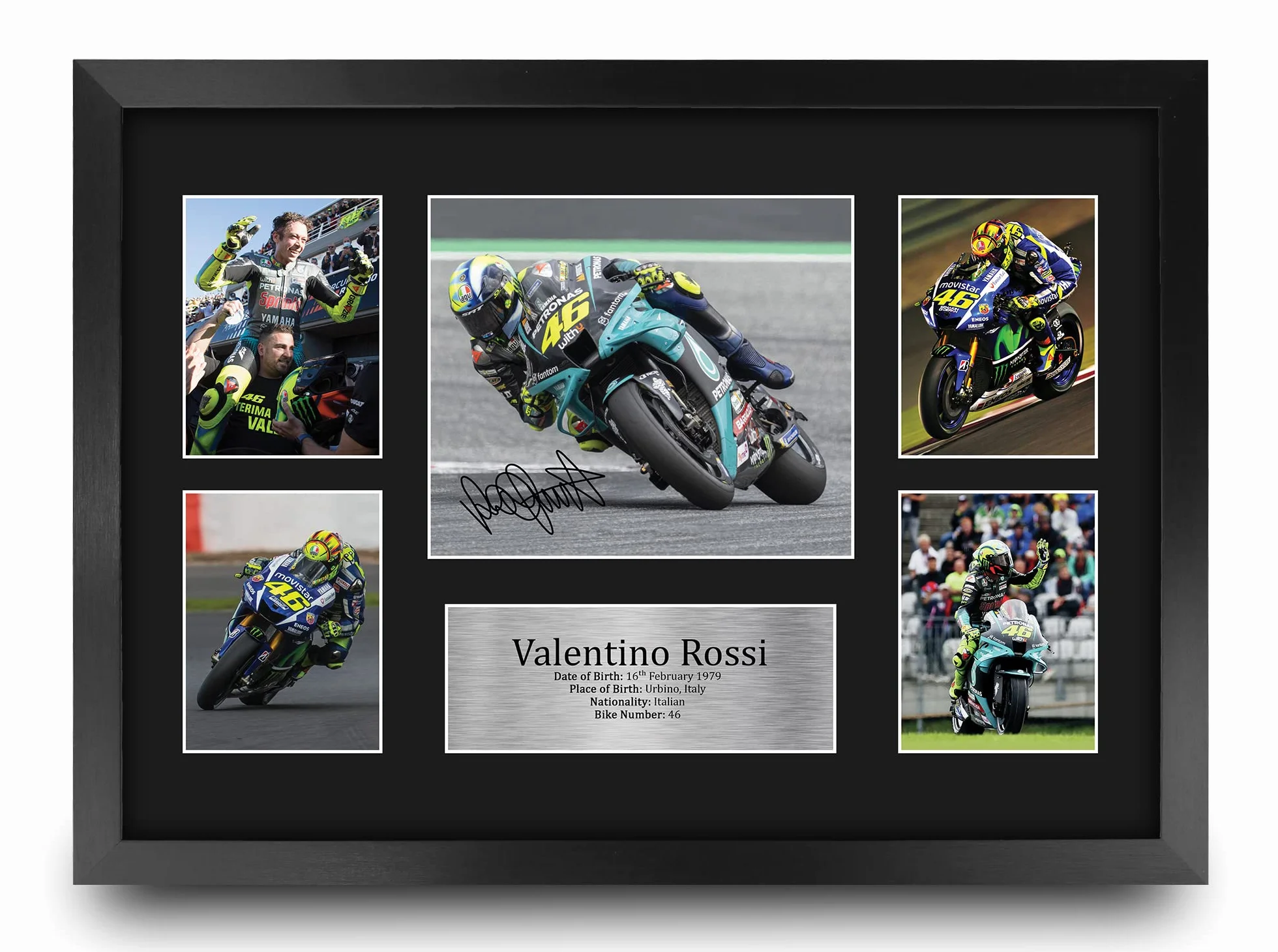 Valentino Rossi A3 Cadre Photo Autographe Signée MotoGP