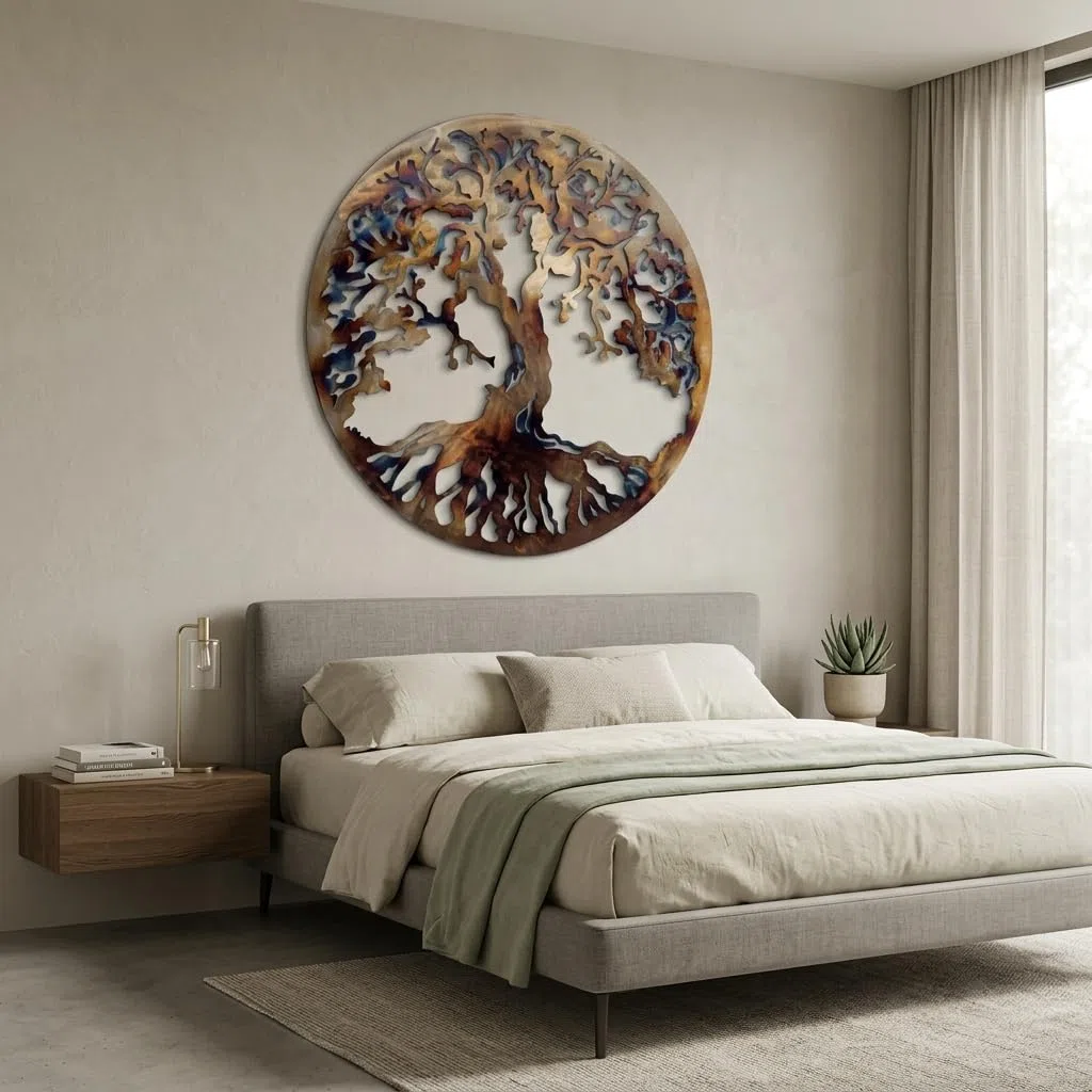 MetalArtWallDecor Arbre de Vie, la Chaleur de Couleur 91,4 cm Décoration Murale en métal