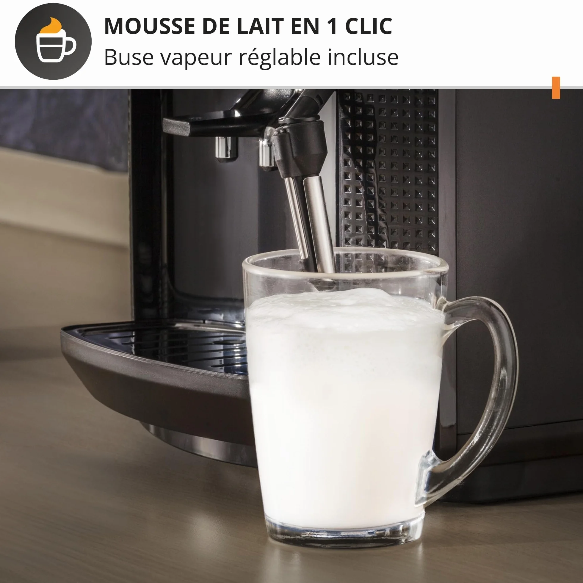 Krups Machine à café grain Essential noire YY8125FD, expresso 2 tasses, nettoyage automatique, buse vapeur cappuccino