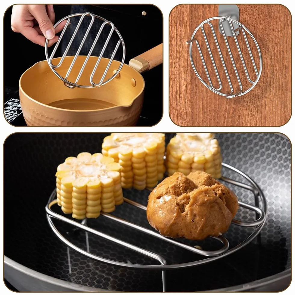 Grille de Refroidissement en Acier Inoxydable Rond 2 Pièces pour Cuisson et Rôtissage