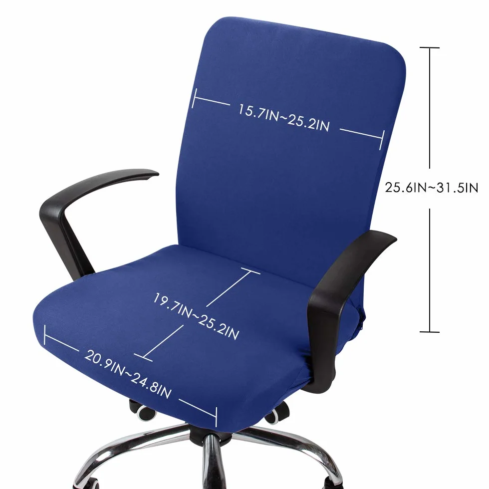 Housse pour chaise de bureau élastique amovible extensible Bleu 2 pièces