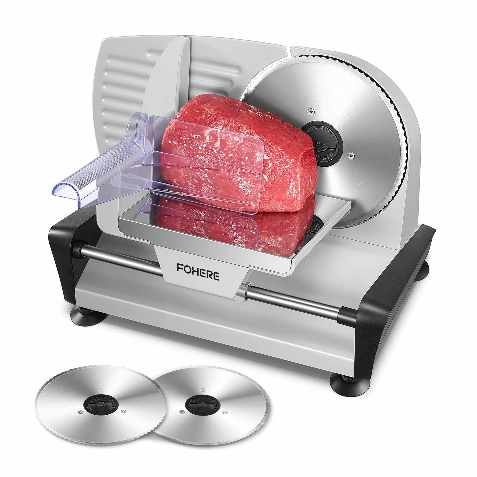 Trancheuse Électrique 200W 2 Lames 19 cm Jambon Saucisson Fromage Argent