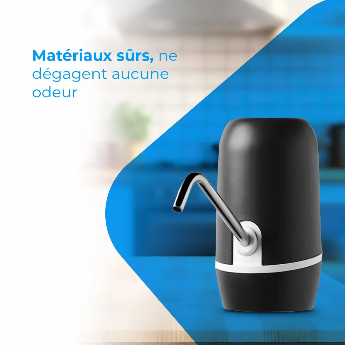 Distributeur d'eau en Bouteille Automatique USB, Acier, sans BPA, Eau Froide, 1200mAh, 1.5-18.9L, Noir