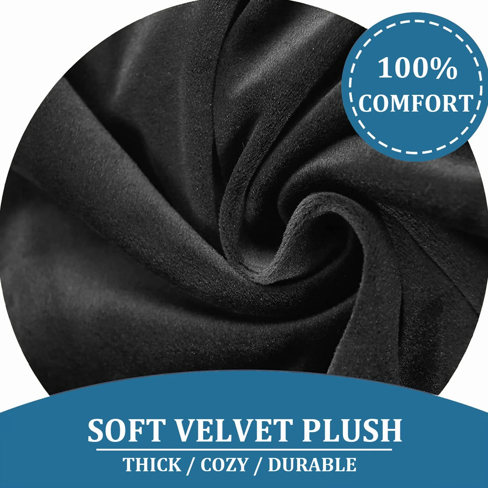 Housses de Coussin de Canapé en Velours Extensible, Remplacement pour Coussin Individuel (Grand 1 Place, Noir)